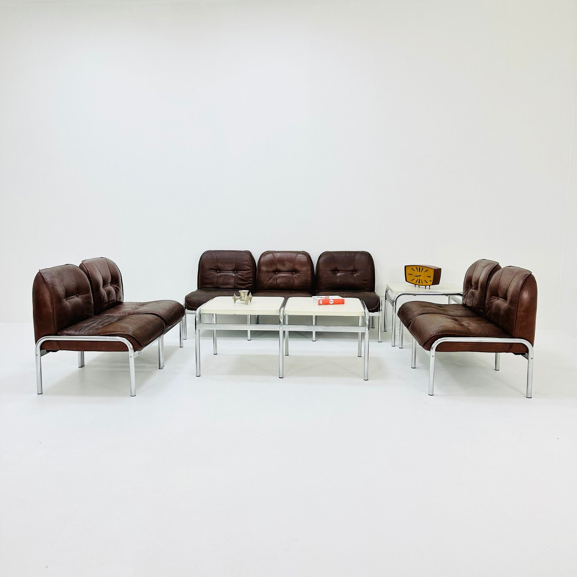 Mid century original vintage Girsberger Eurochair design seating group , Switzerland 1980s