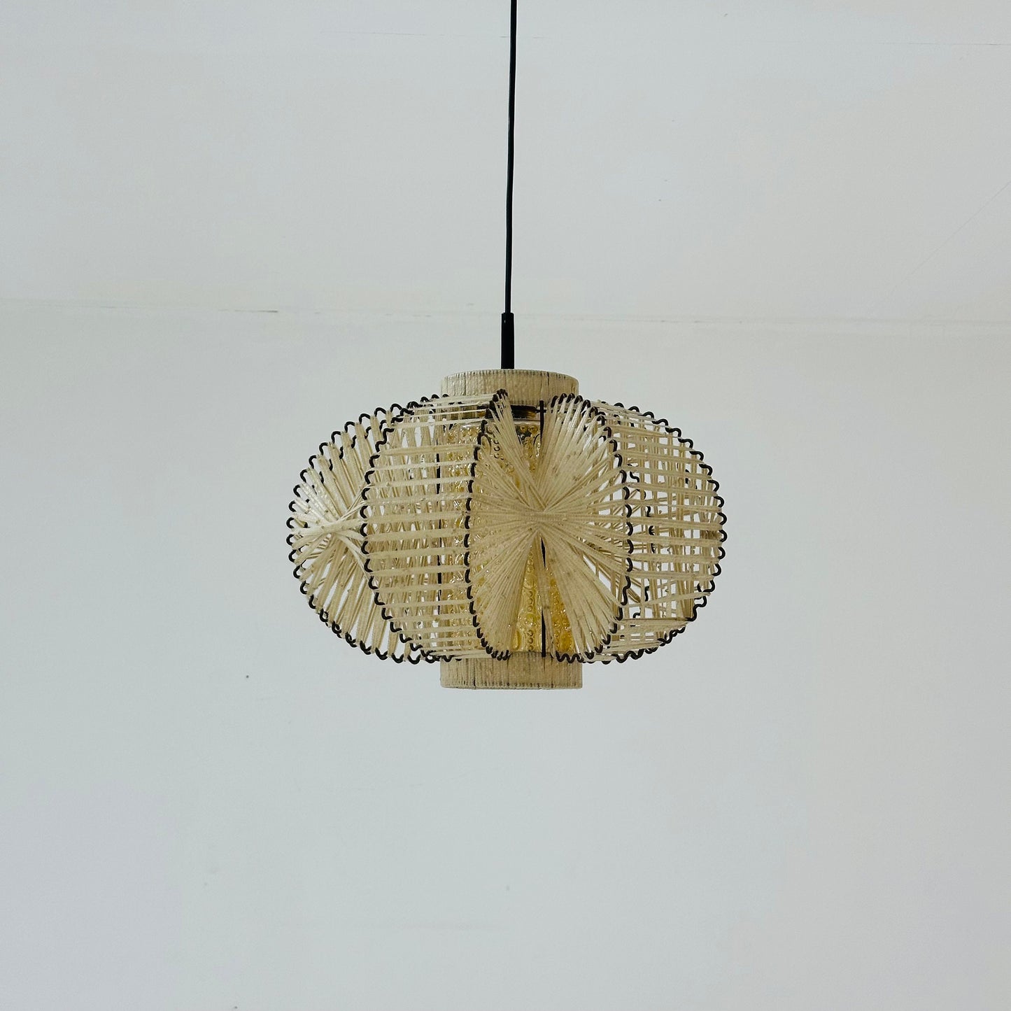 Mid century metal & string pendant lamp , 1960s
