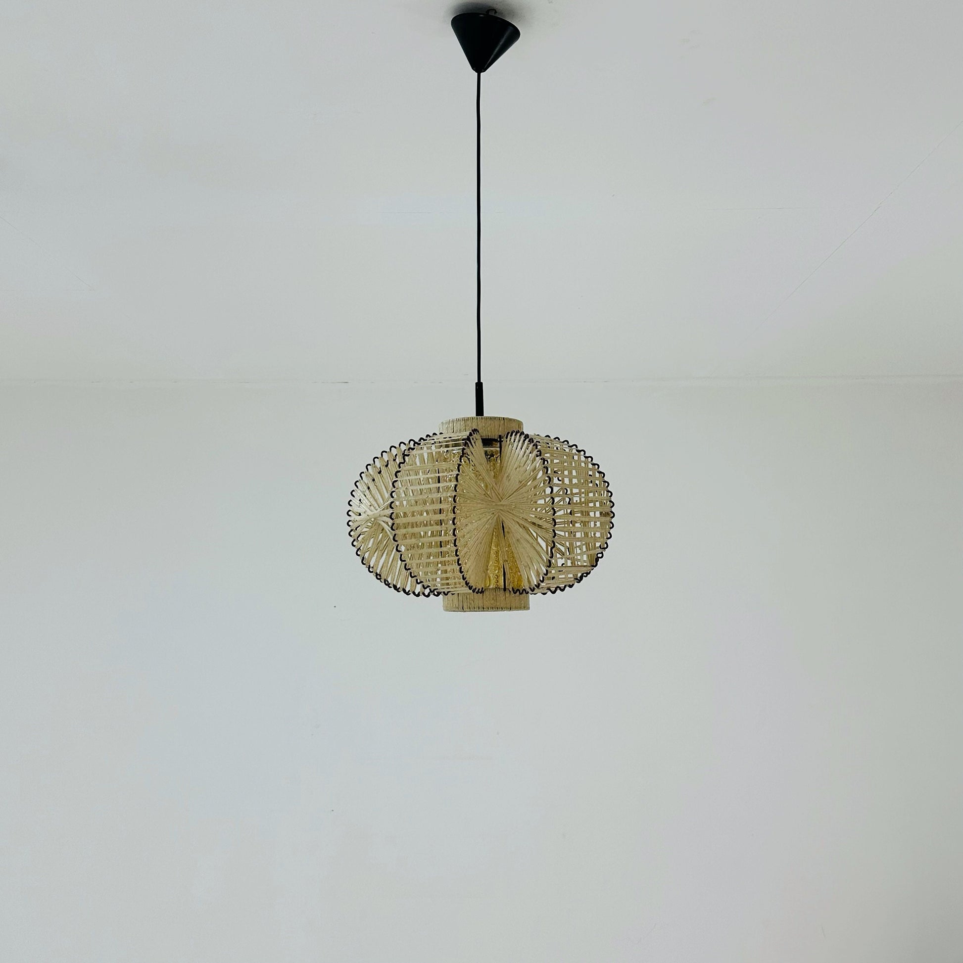 Mid century metal & string pendant lamp , 1960s