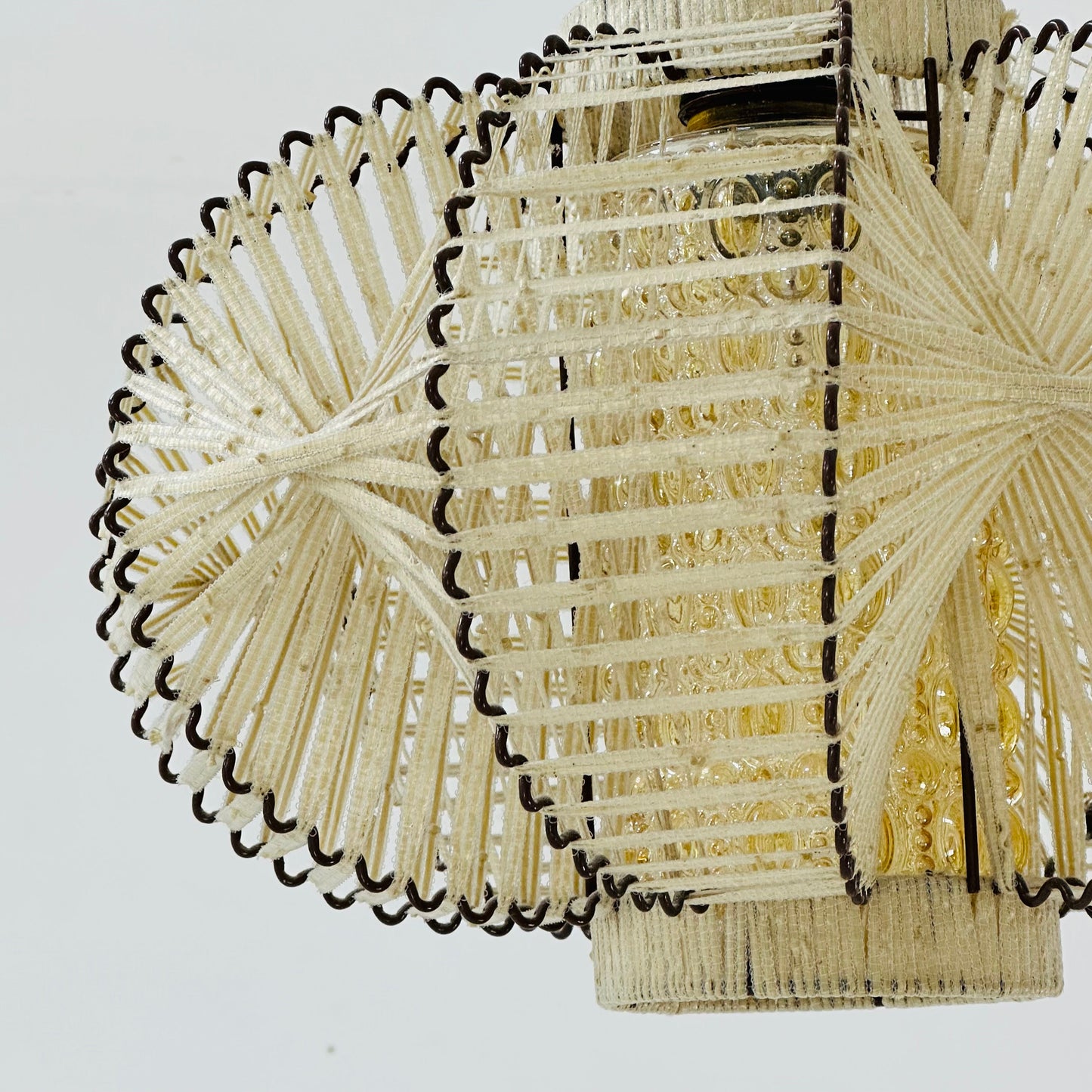 Mid century metal & string pendant lamp , 1960s