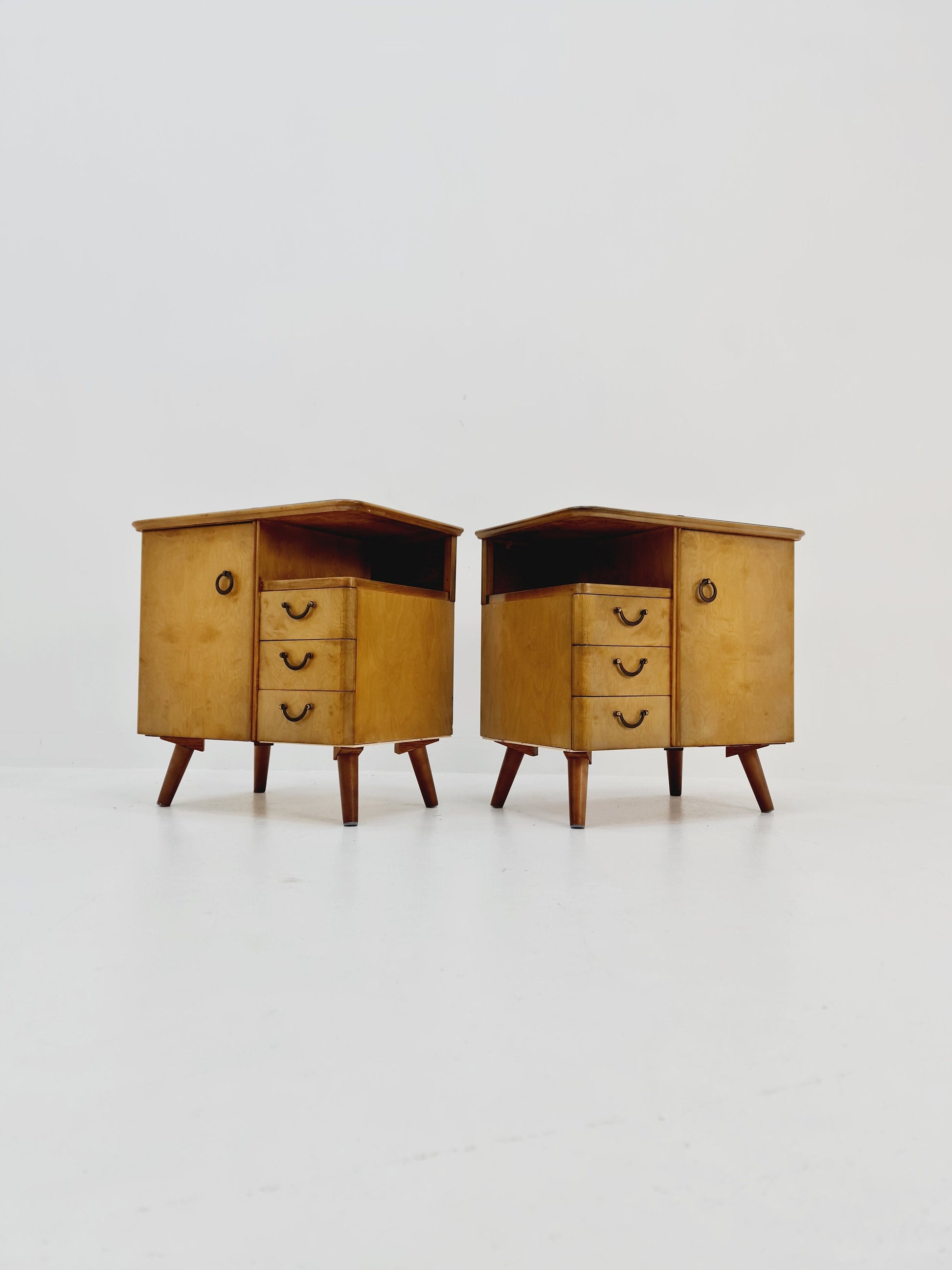German Mid century beech nightstands/ bedside tables BY WK Möbel , 1960s