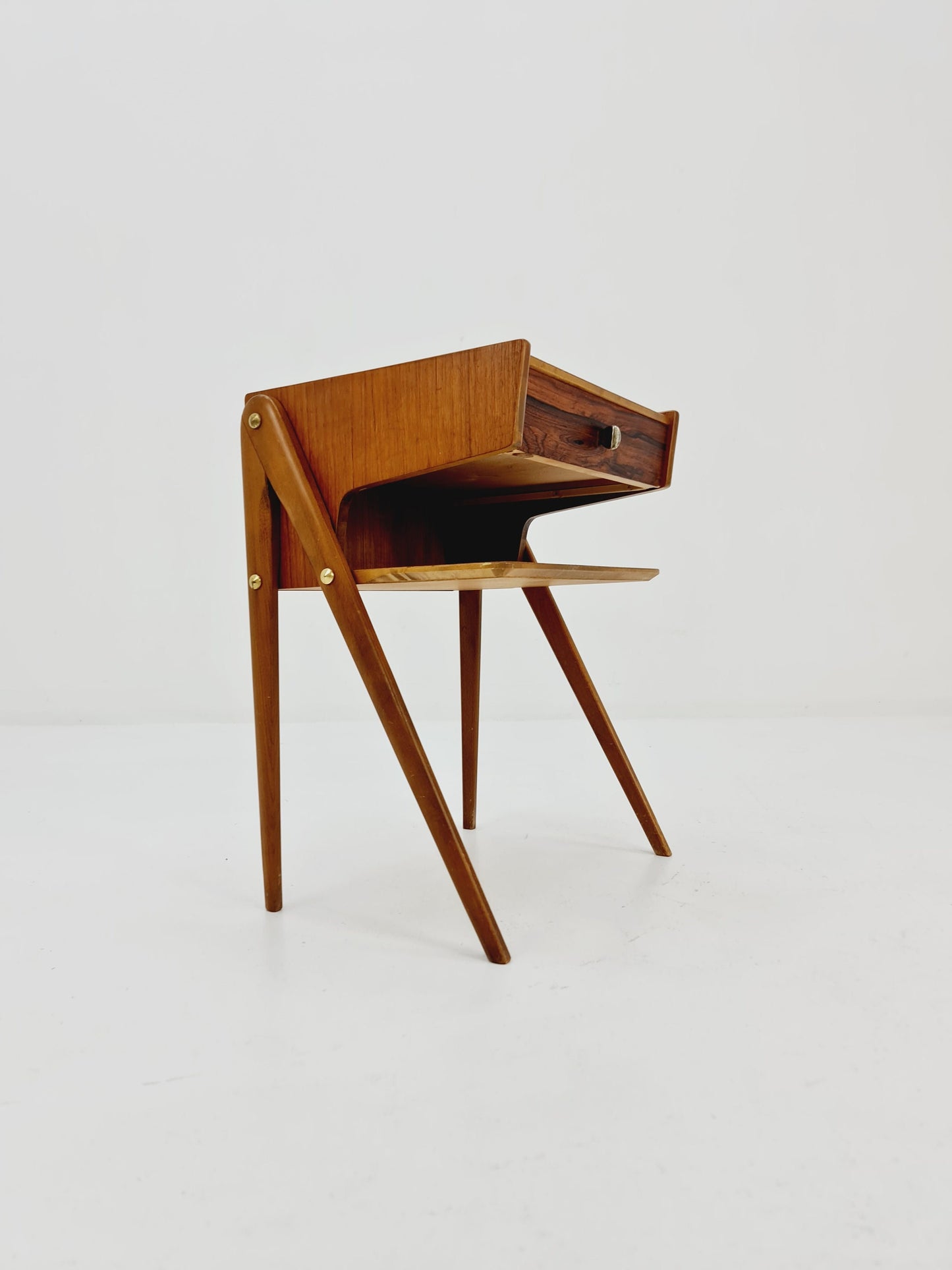 Mid century Scandinavian teak and rosewood side table / bedside table, 1960s