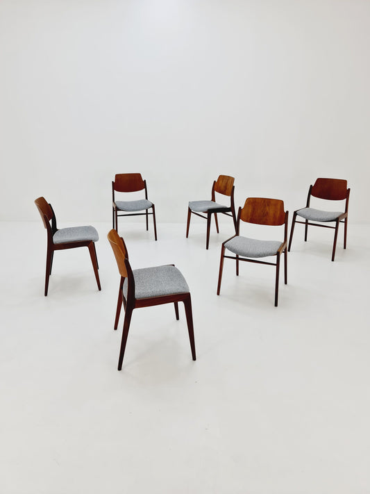 German teak dining chair by Georg Leowald for wilkhan, 1960s,set of 6