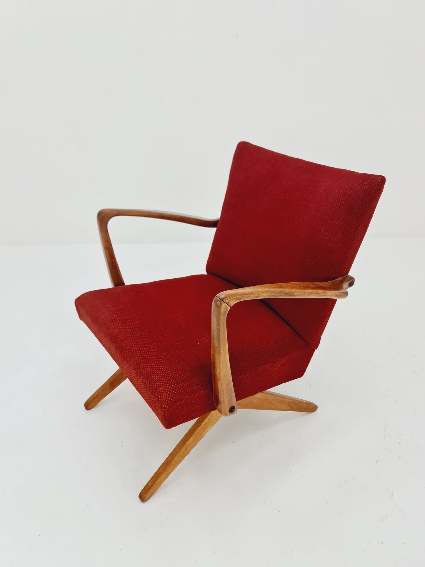 Vintage Midcentury German Original fabric Scissor Armchair by Wilhelm Knoll 1950s
