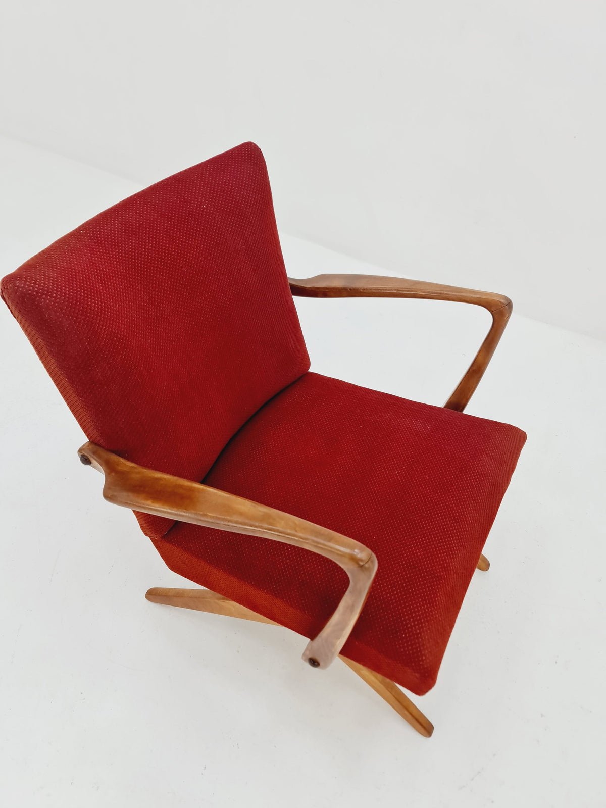 Vintage Midcentury German Original fabric Scissor Armchair by Wilhelm Knoll 1950s