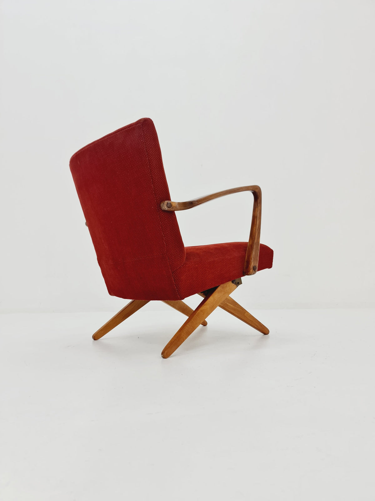 Vintage Midcentury German Original fabric Scissor Armchair by Wilhelm Knoll 1950s