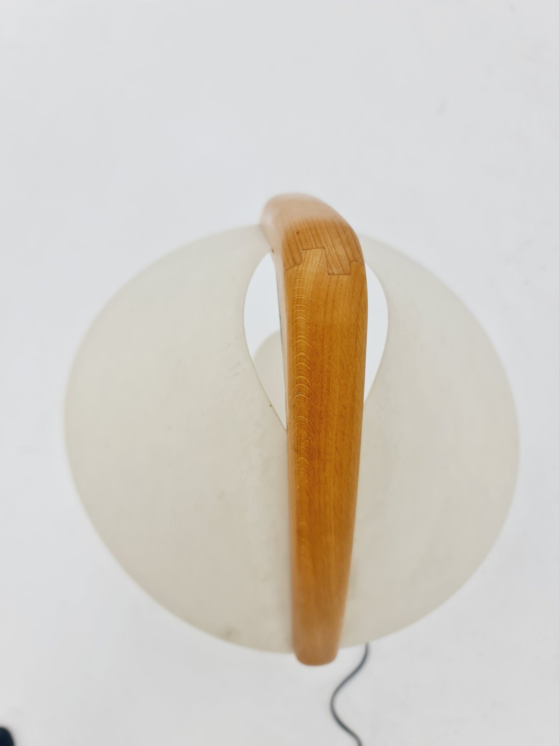 Vintage Danish ash wood large table lamp, 1980s
