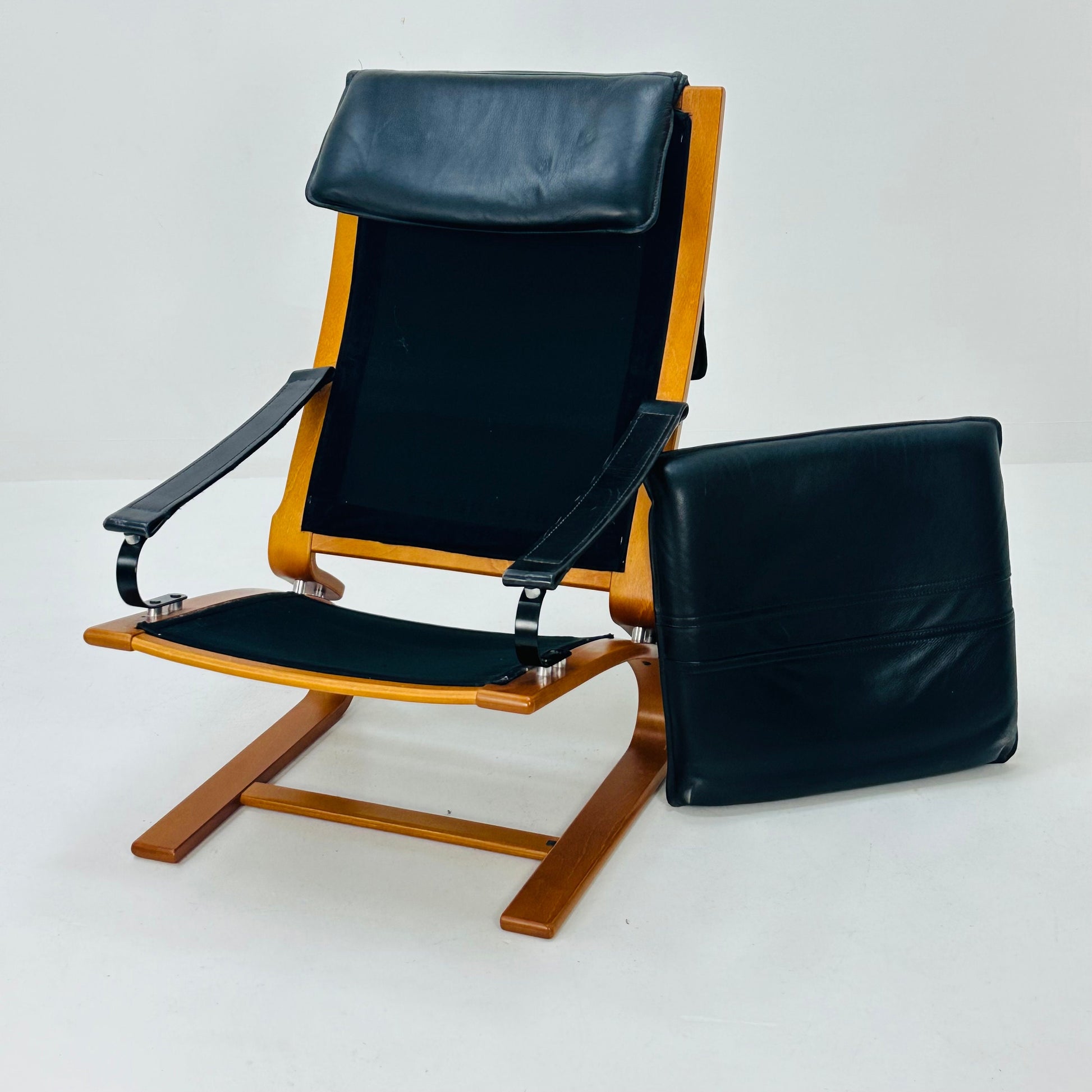 Mid century black Leather armchair by Nelo Sweden for Nelo Möbel, 1970s