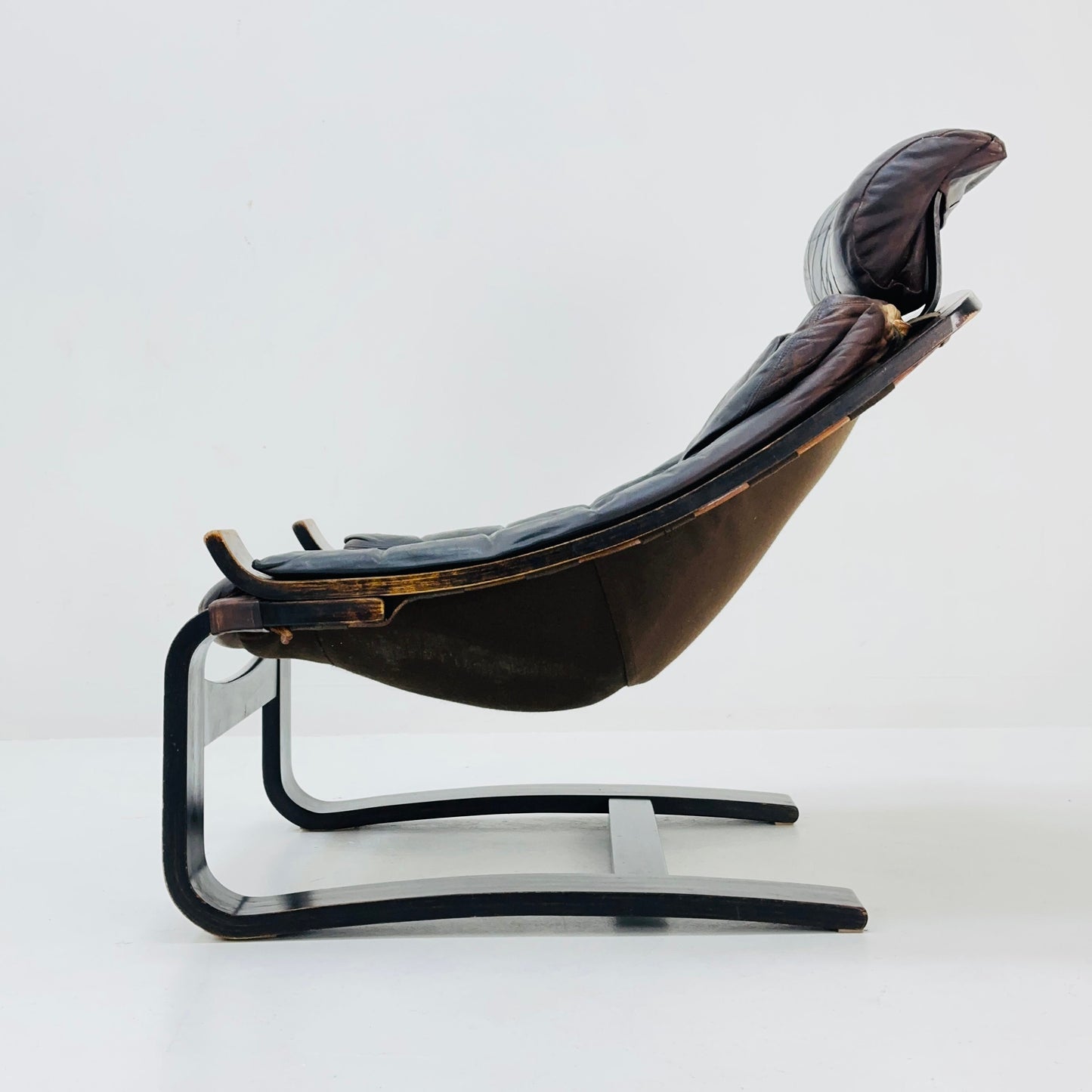 Midcentury Ake Fribytter Brown Leather Nelo Mobel Armchair 1970s Sweden