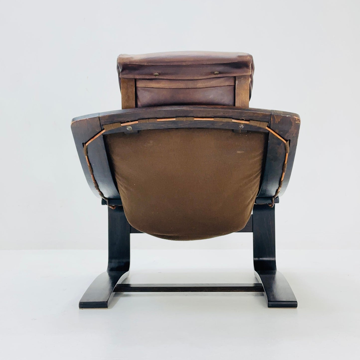 Midcentury Ake Fribytter Brown Leather Nelo Mobel Armchair 1970s Sweden