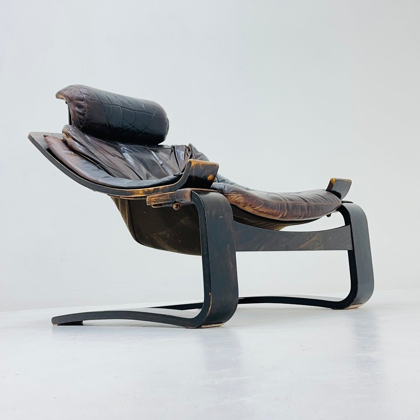 Midcentury Ake Fribytter Brown Leather Nelo Mobel Armchair 1970s Sweden
