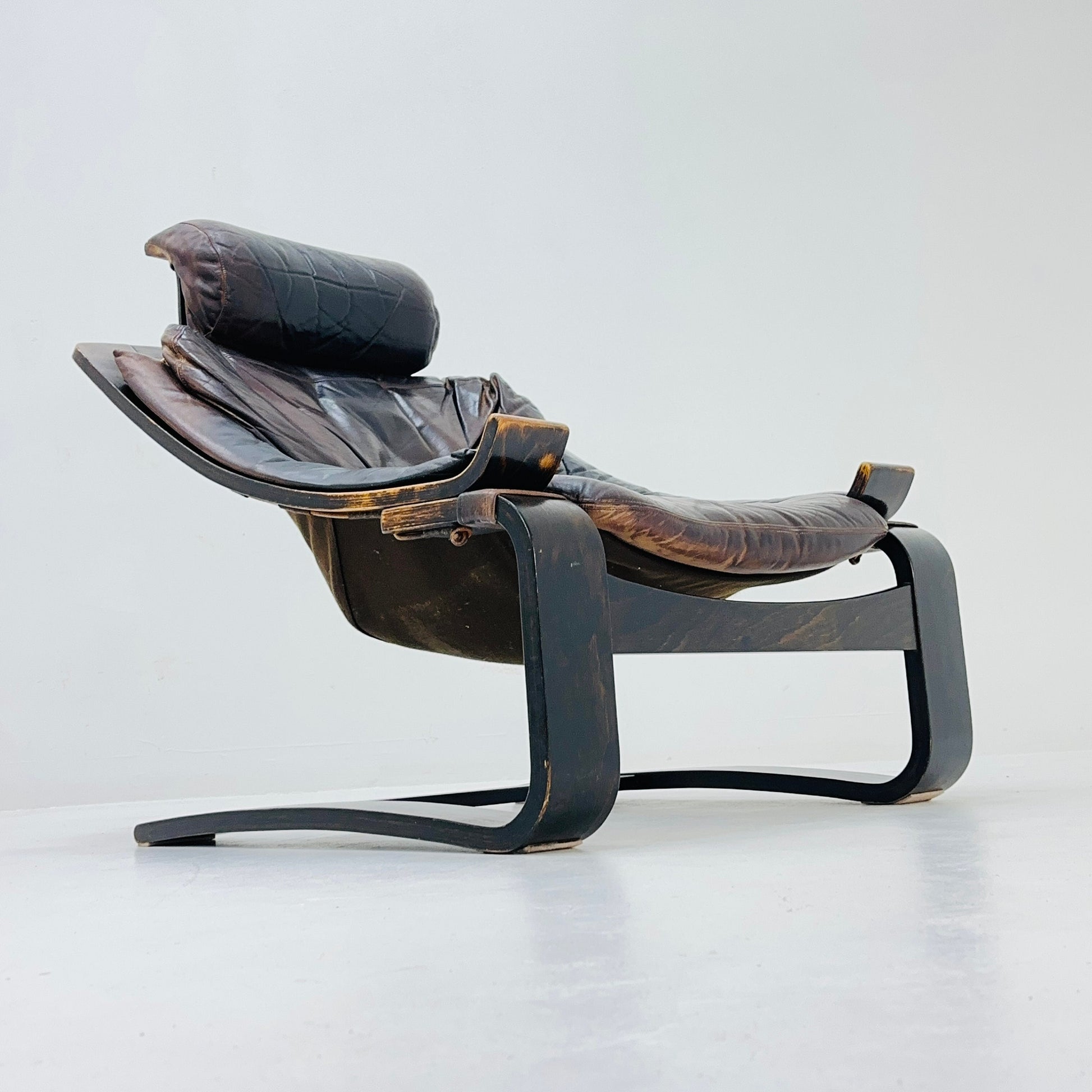Midcentury Ake Fribytter Brown Leather Nelo Mobel Armchair 1970s Sweden