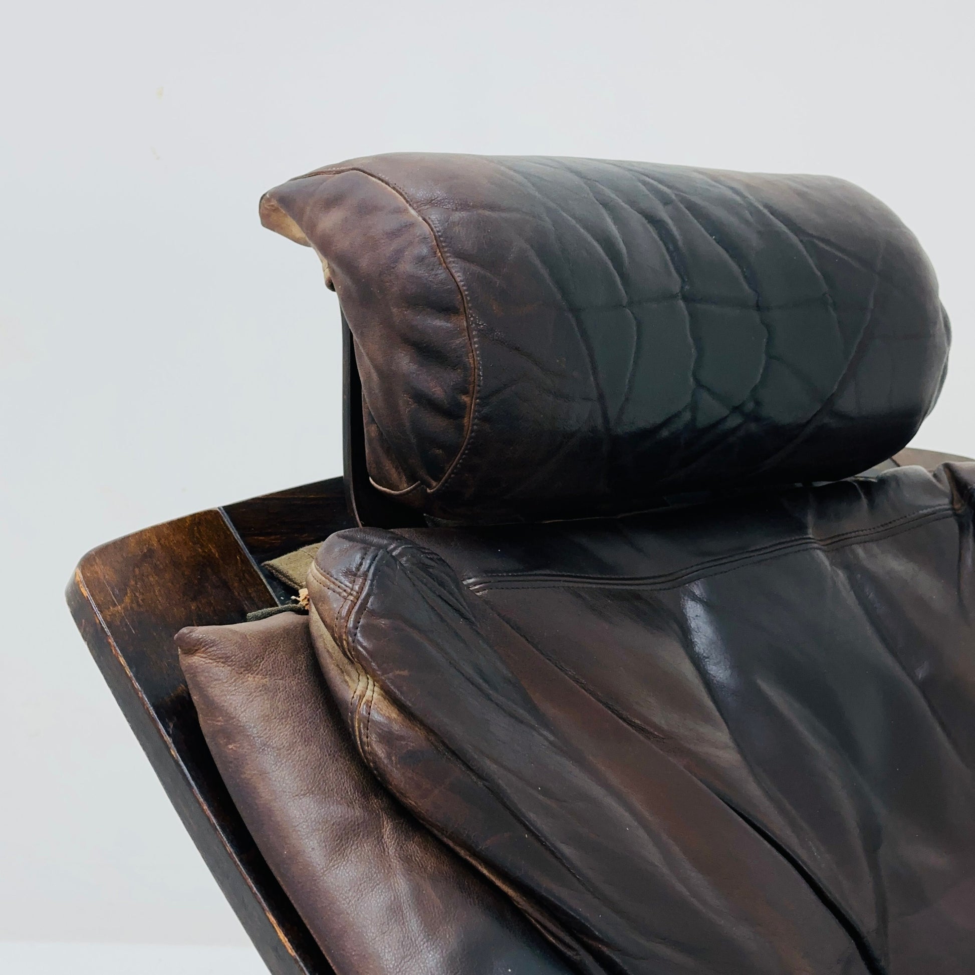 Midcentury Ake Fribytter Brown Leather Nelo Mobel Armchair 1970s Sweden