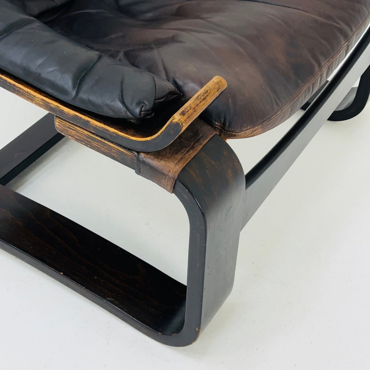 Midcentury Ake Fribytter Brown Leather Nelo Mobel Armchair 1970s Sweden
