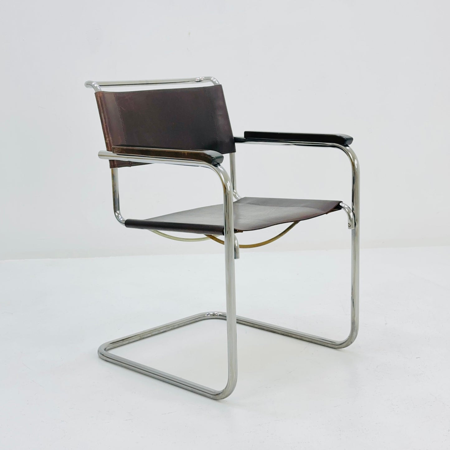 1 of 8 Bauhaus brown leather iconic armchair by mart Stam for Thonet 1980s
