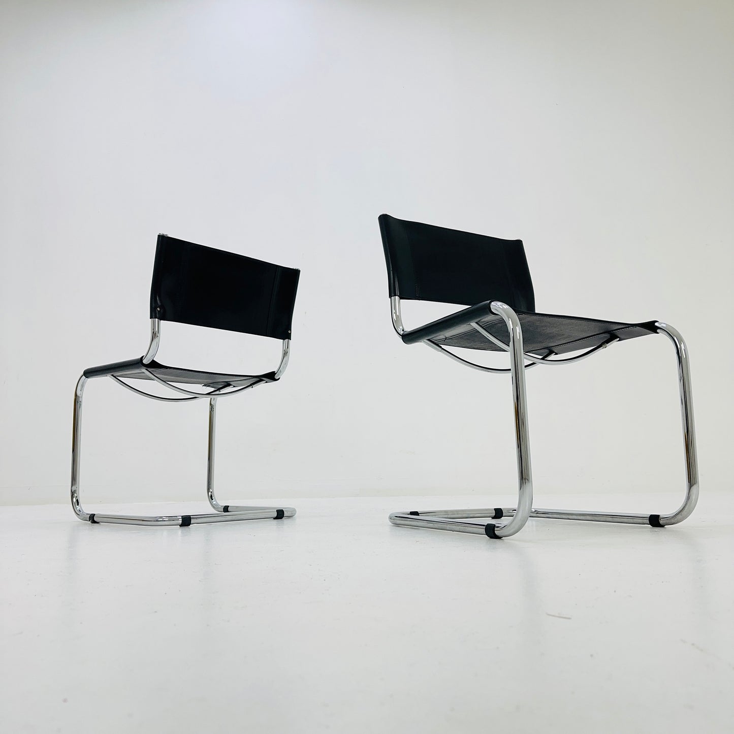 1 of 2 Mid-Century Vintage S33 black Chair by Mart Stam from Fasem Italy 1980s