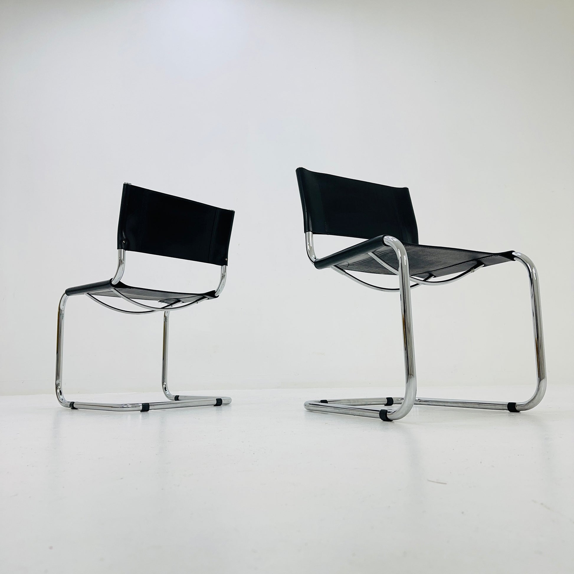 1 of 2 Mid-Century Vintage S33 black Chair by Mart Stam from Fasem Italy 1980s