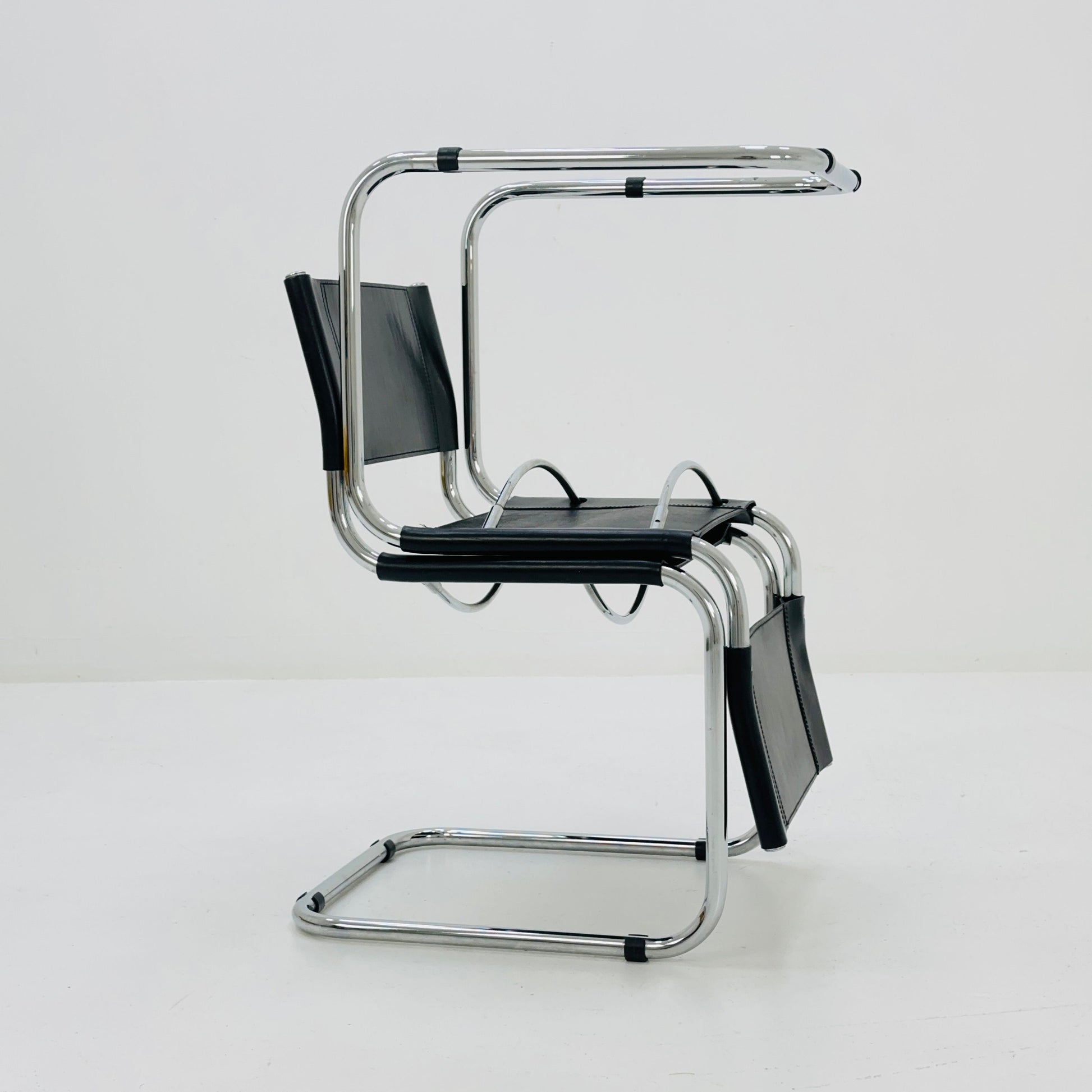 1 of 2 Mid-Century Vintage S33 black Chair by Mart Stam from Fasem Italy 1980s