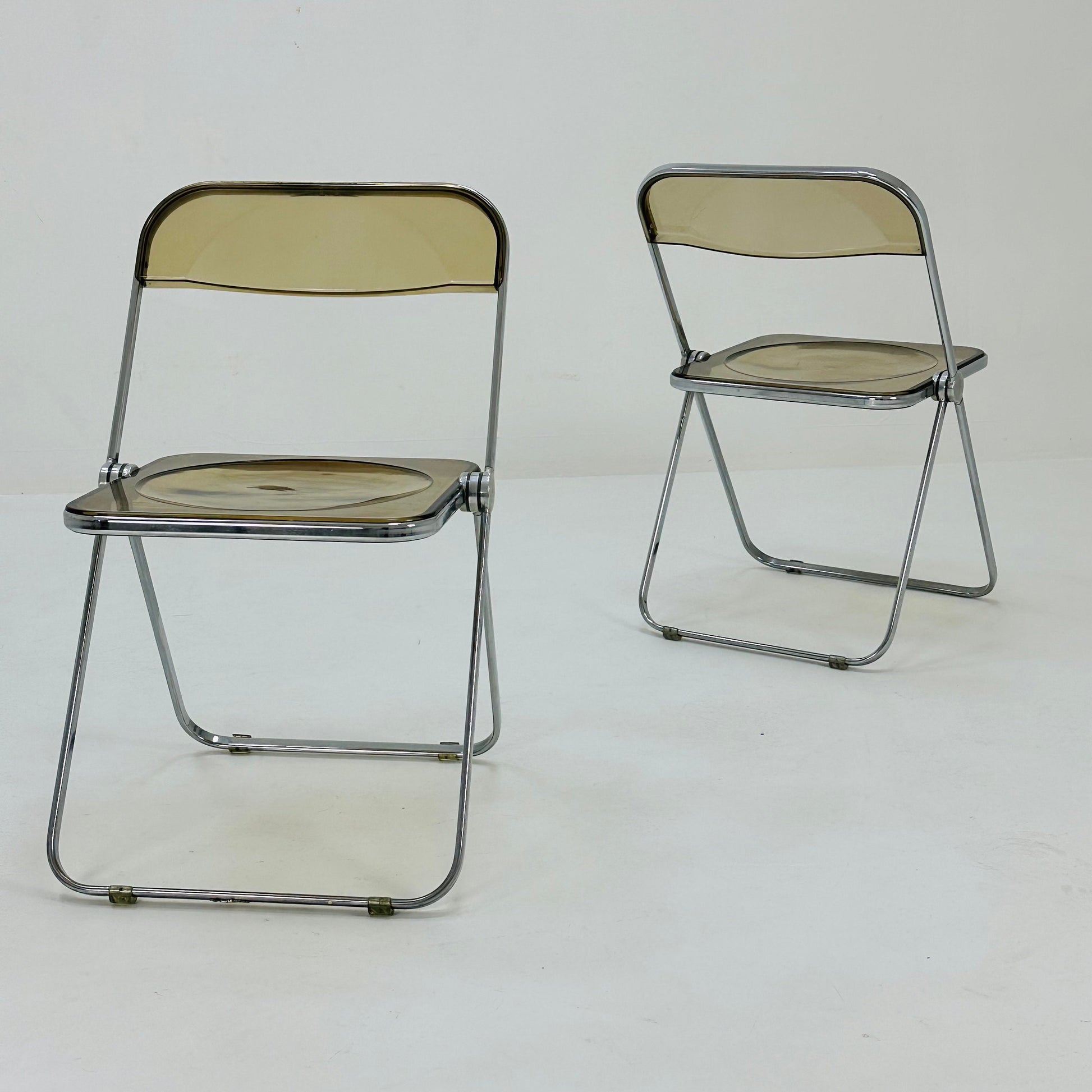 Set of 2 Italian Plia Folding Chairs by Giancarlo Piretti for Castelli, 1970s