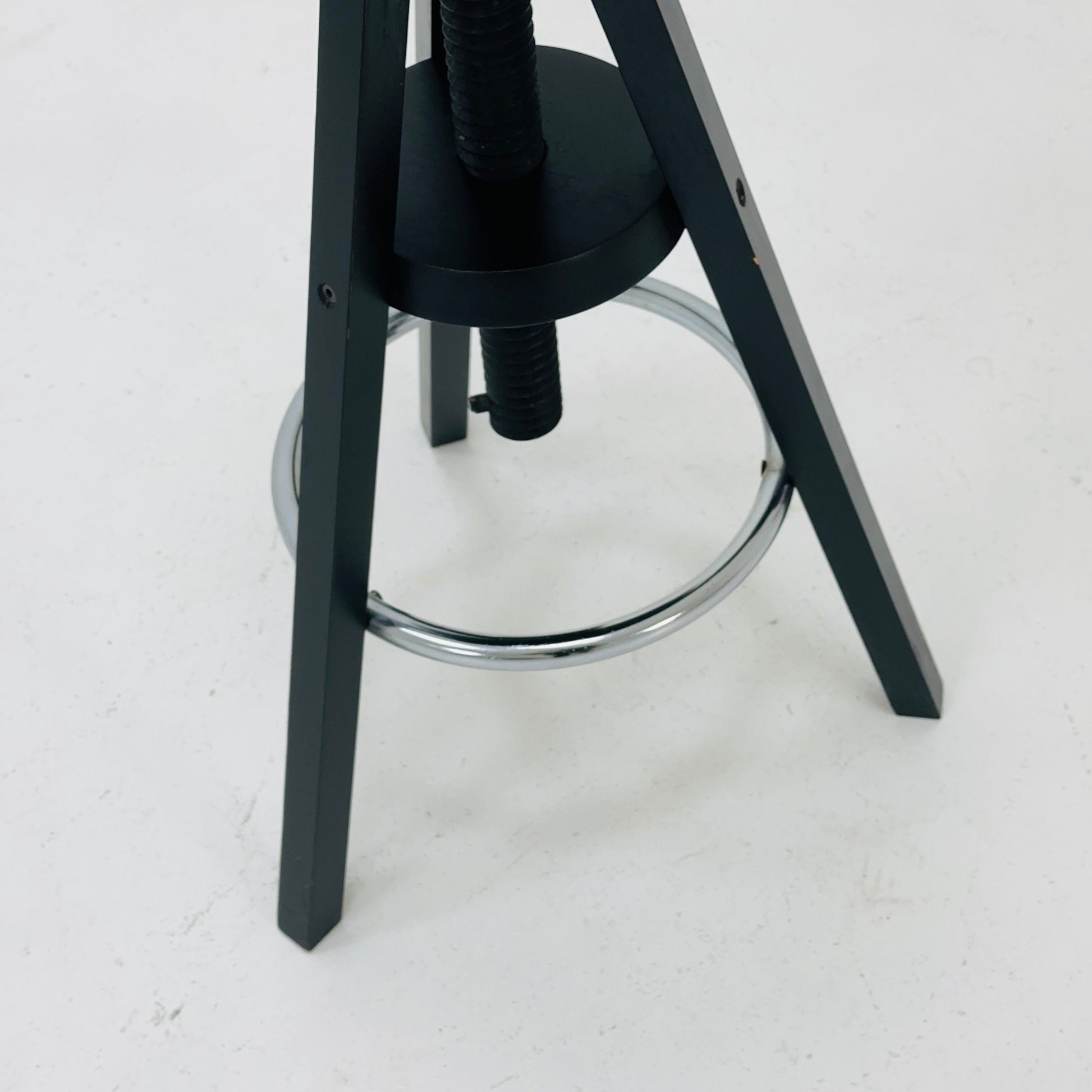 1of 2 solid wood adjustable screw Ikea vintage black bar stool 1990s