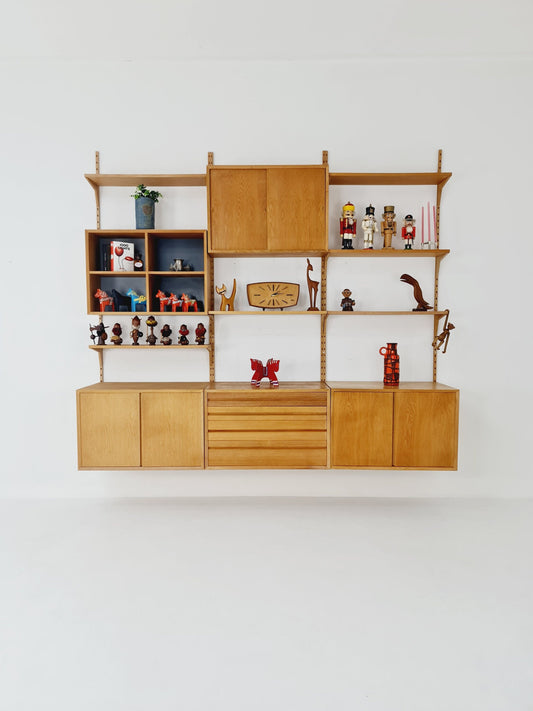 Big Mid century Danish Oak Wall Unit with 5 cabinets by Poul Cadovius for Cado, Denmark, 1960s