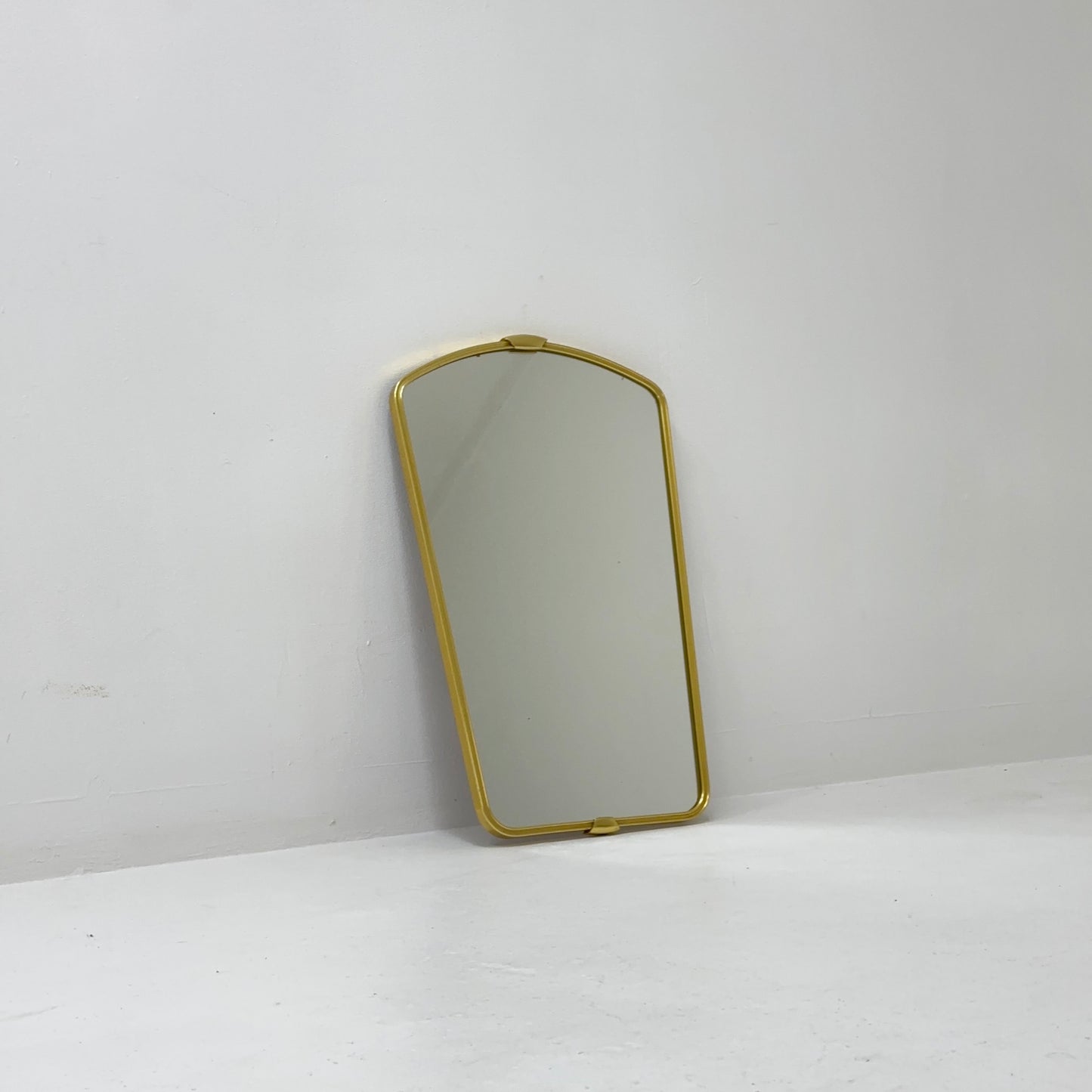 Mid Century asymmetric German brass Original kidney wall mirror from the 60s model number 986