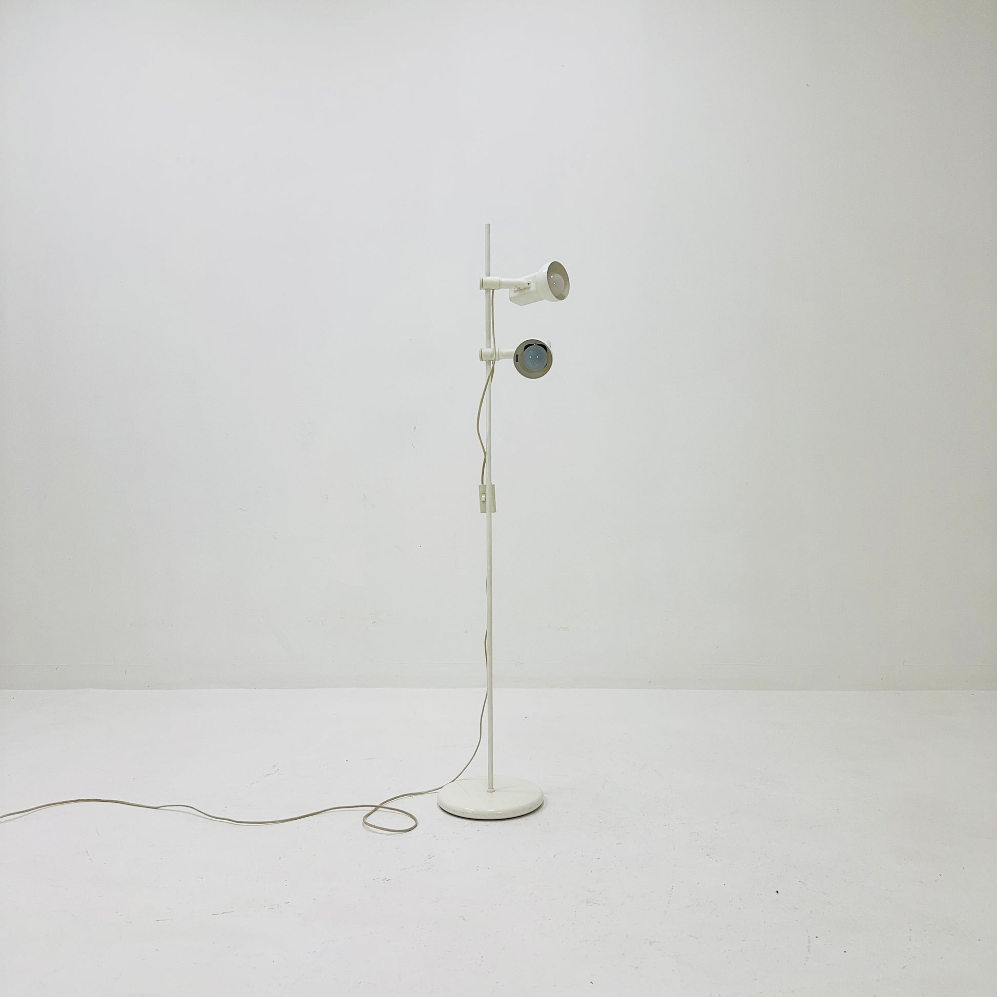 Space Age white / Cream Twin Spot Adjustable Floor Lamp, 1970s
