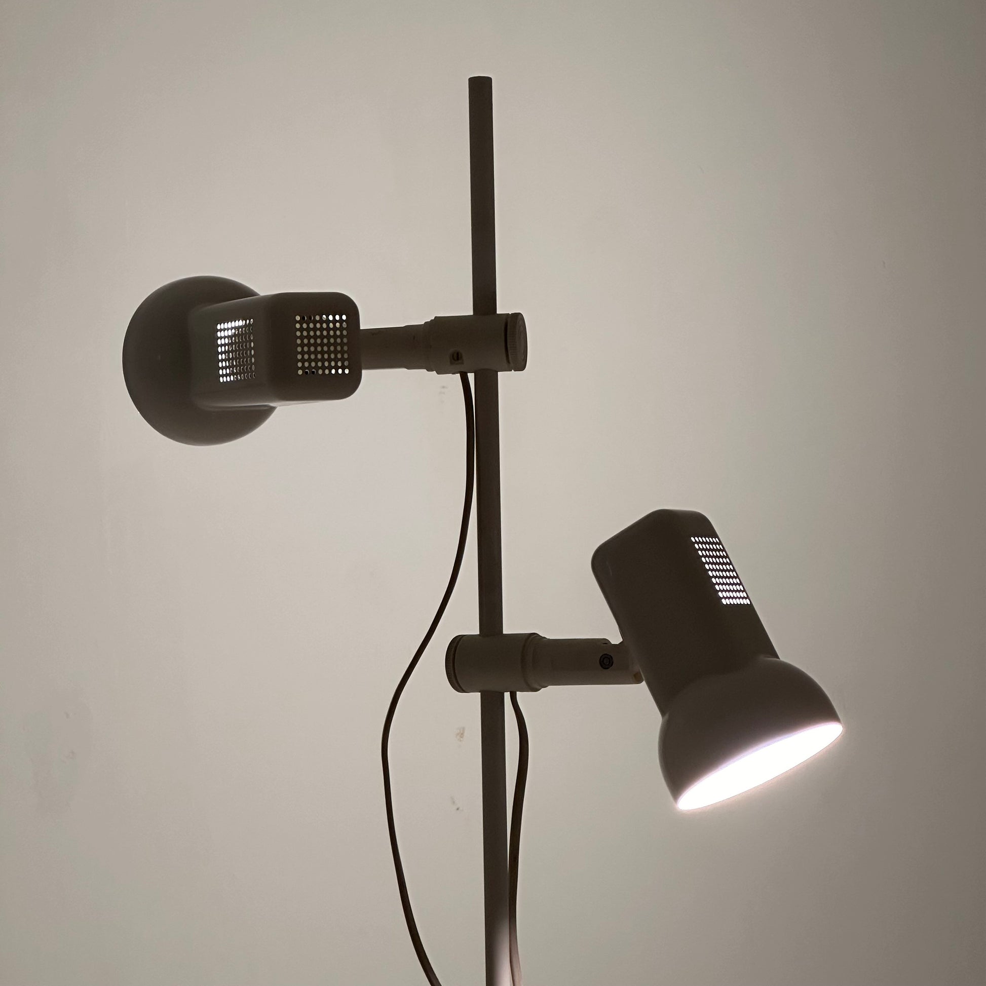 Space Age white / Cream Twin Spot Adjustable Floor Lamp, 1970s