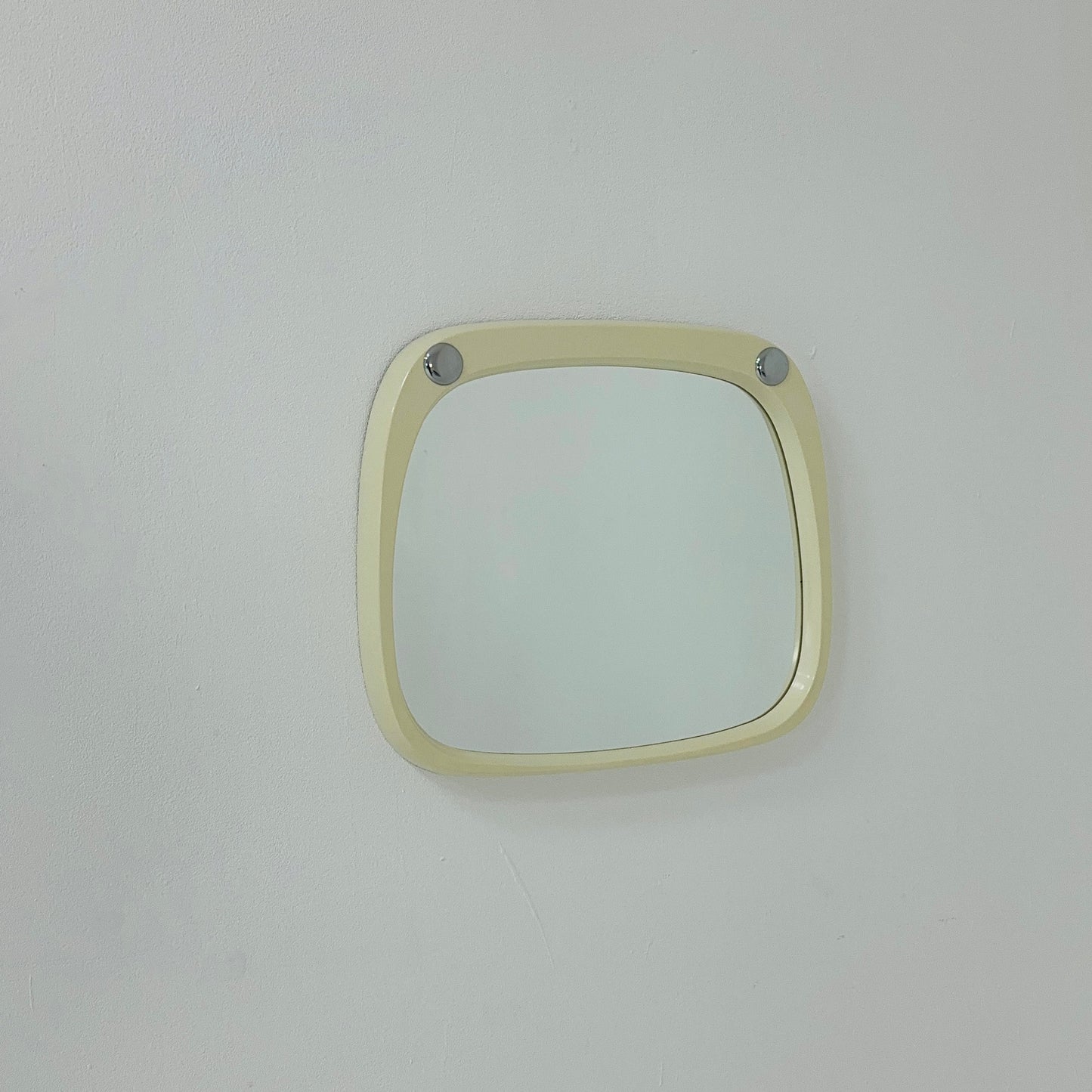 Space age beige /white plastic wall mirror 1970s