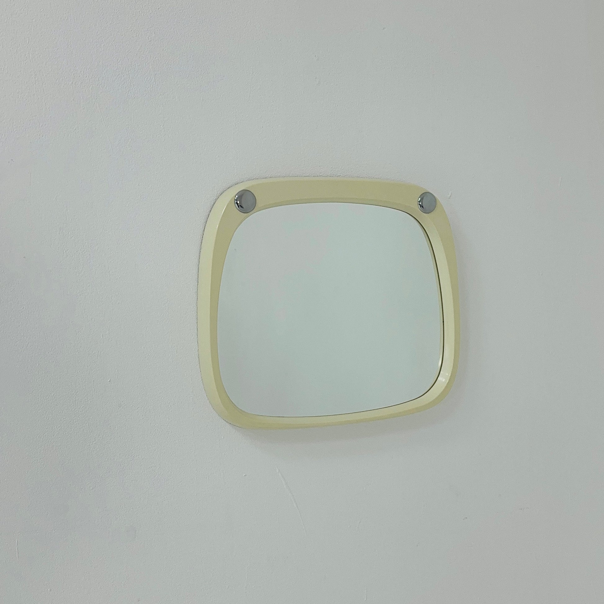 Space age beige /white plastic wall mirror 1970s