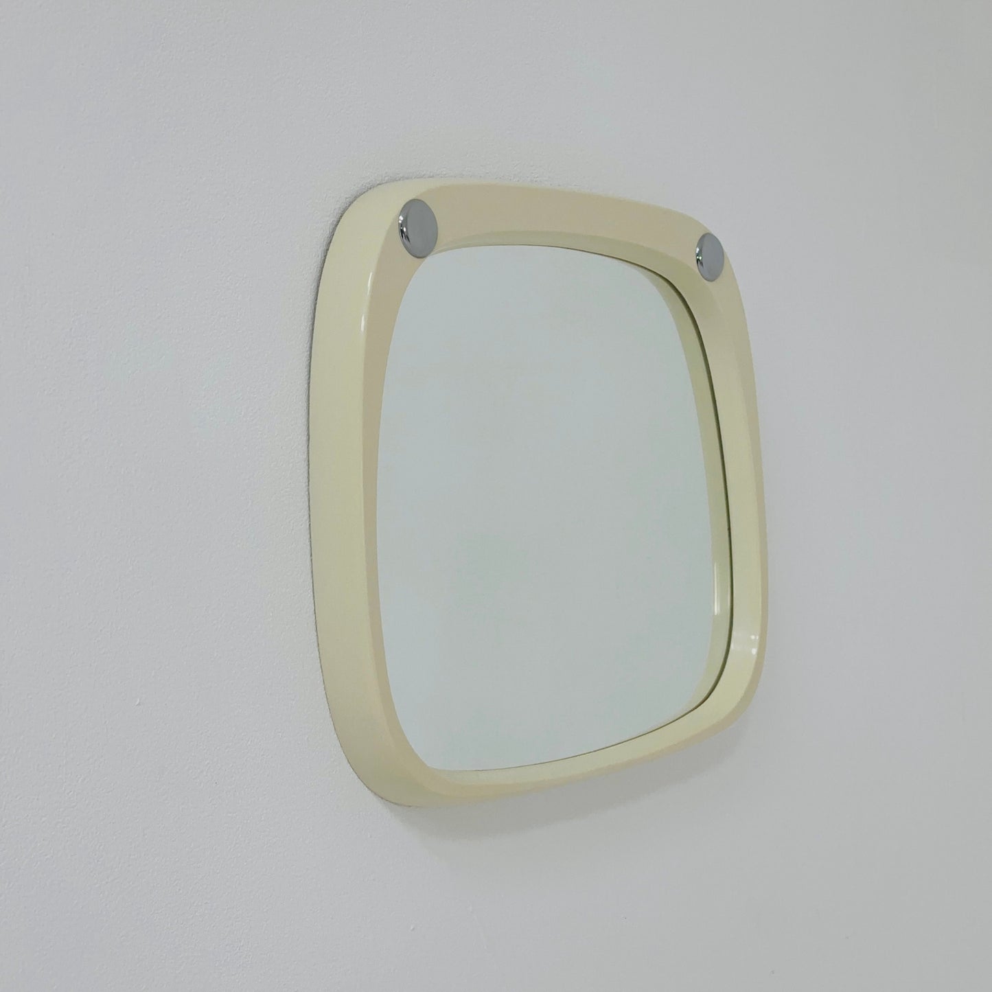 Space age beige /white plastic wall mirror 1970s