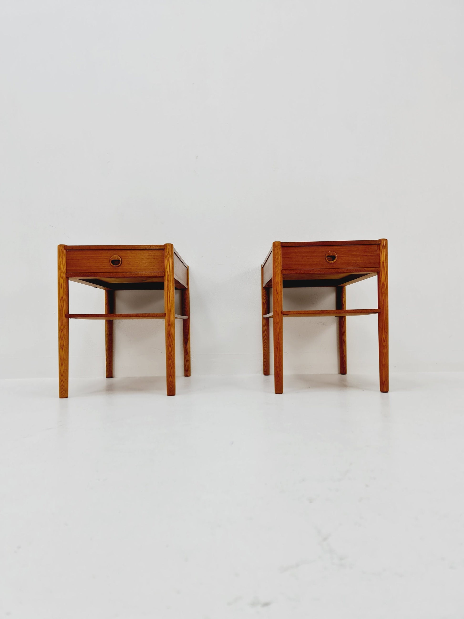 Mid century Danish teak & Oak bedside tables/ nightstands , 1960s, set of 2