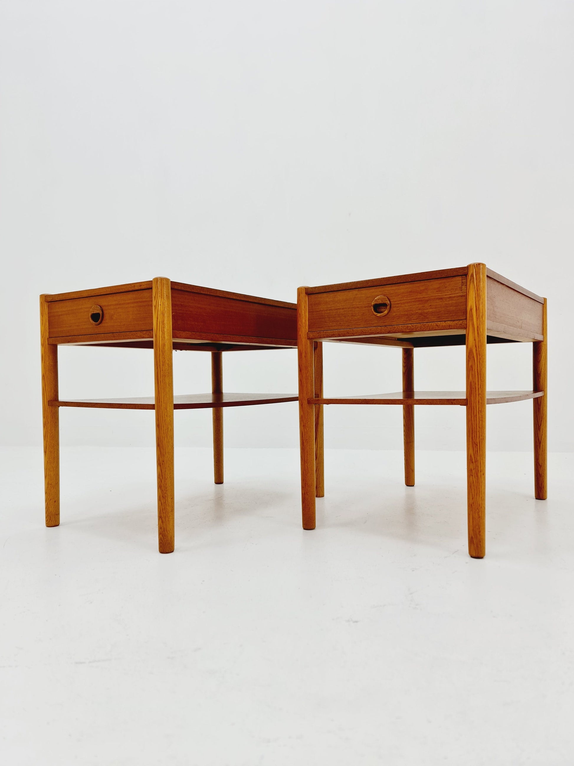 Mid century Danish teak & Oak bedside tables/ nightstands , 1960s, set of 2