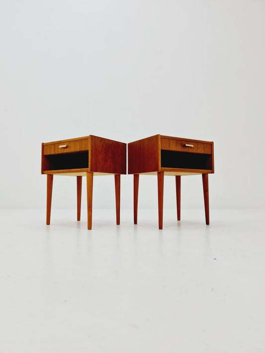 Mid century Danish teak side tables/ Bedside tables/ Nightstands, Denmark, 1960s, set of 2