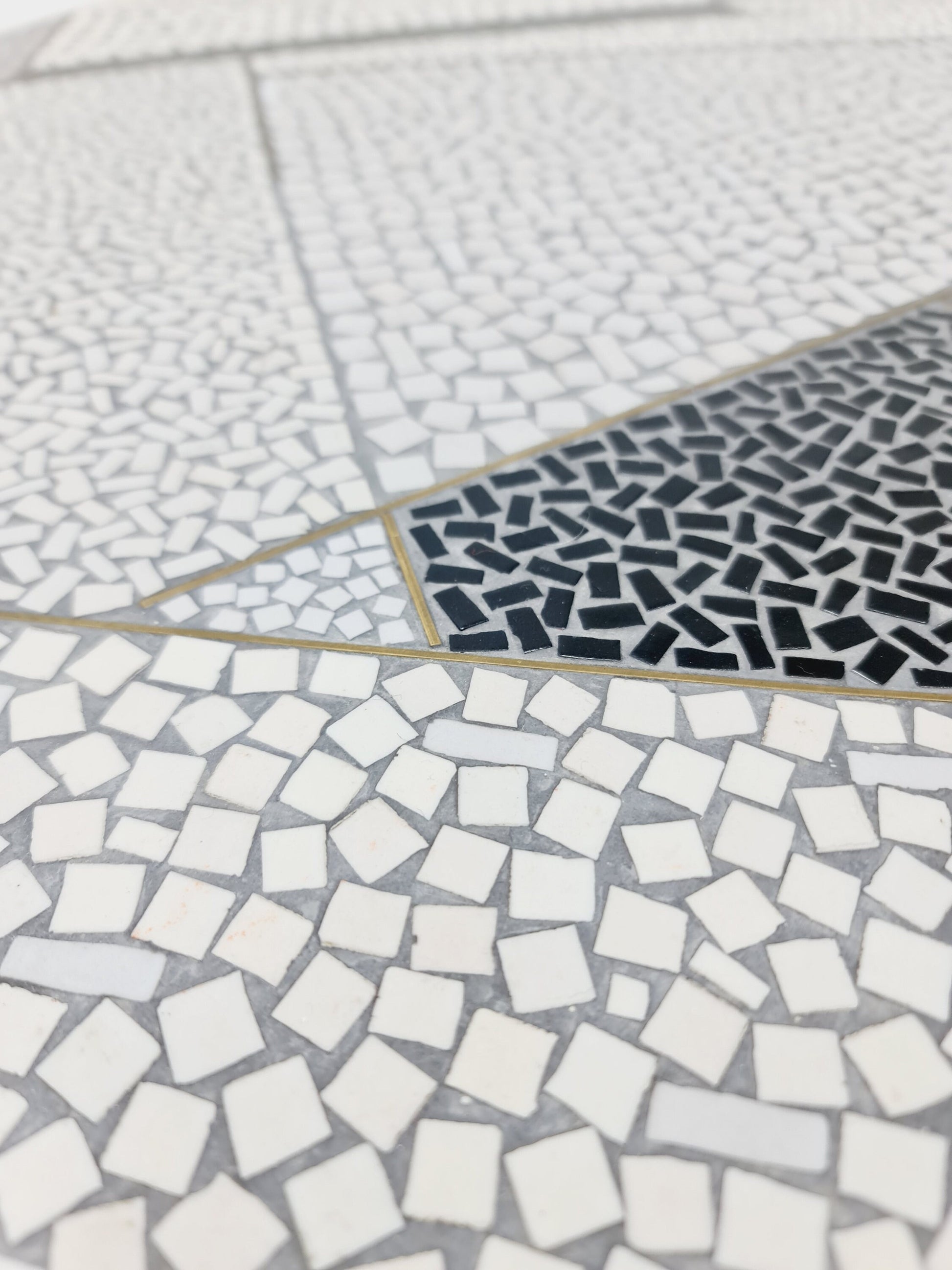 Unique mosaic & solid brass coffee table by Berthold Muller, 1950s