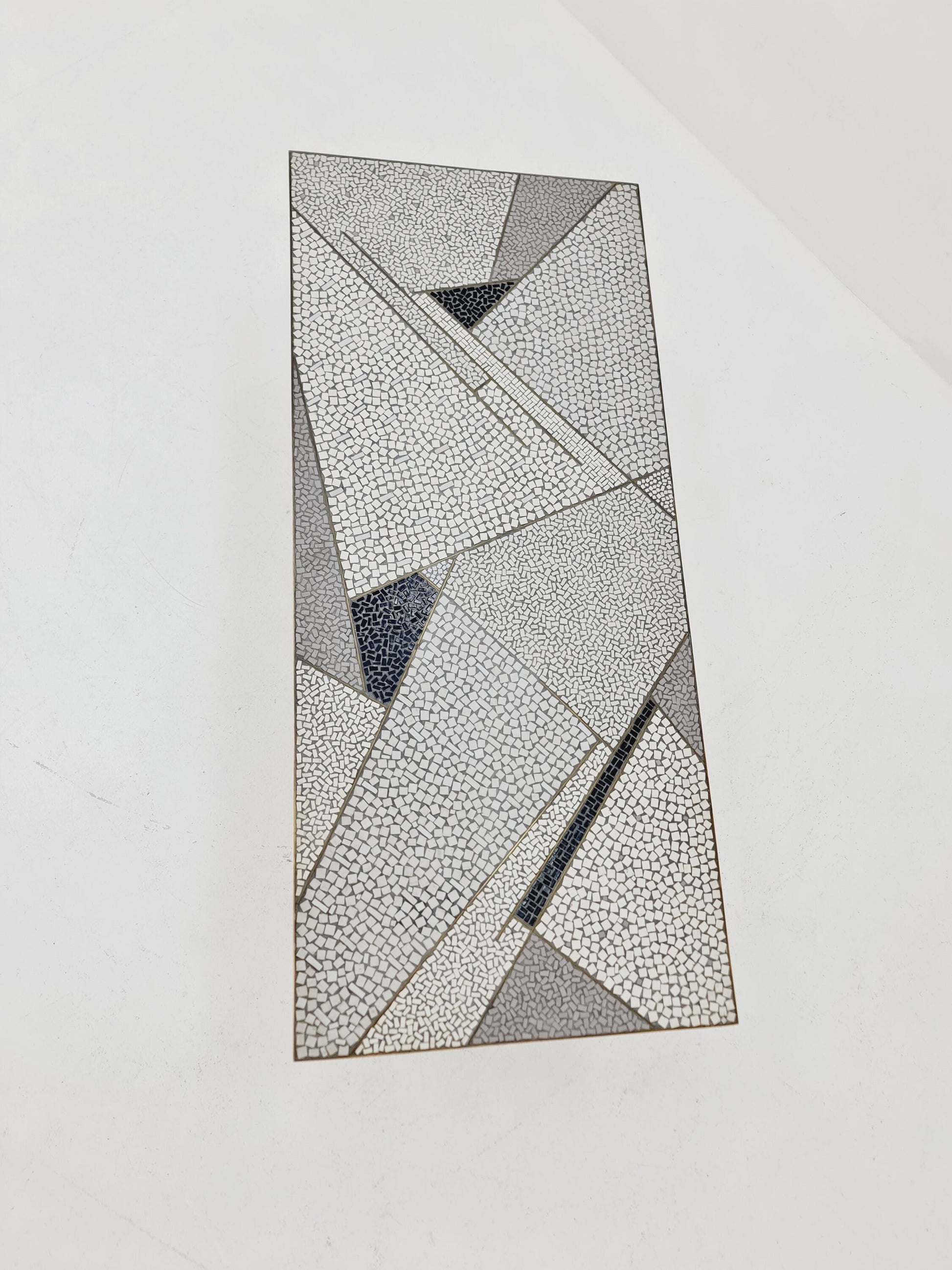 Unique mosaic & solid brass coffee table by Berthold Muller, 1950s