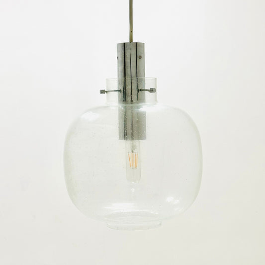 Mid century Limburg bubble Glass and Chrome Pendant, Germany 1970s