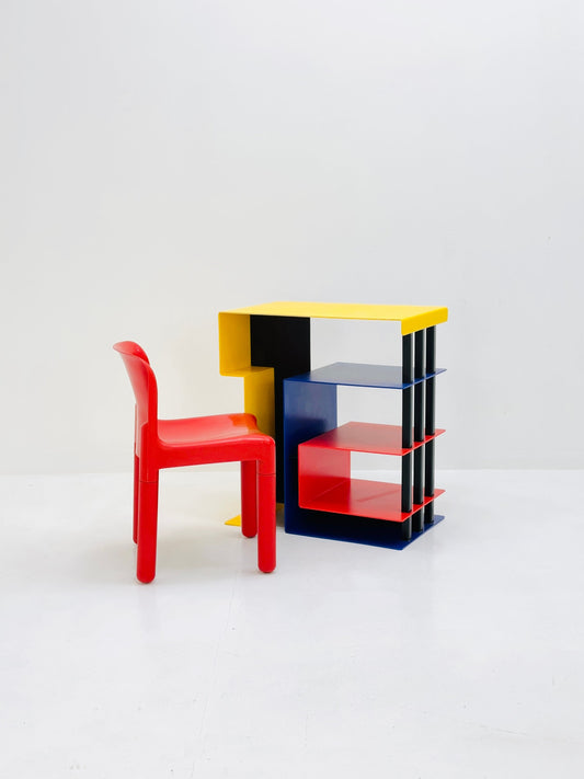 Mid century post modern shelving unit / desk reminiscent of the Memphis Milano 1980's