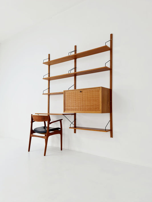 Mid century Danish Teak Wall Unit with bar cabinet & Desk by Poul Cadovius for Royal,Denmark, 1960s