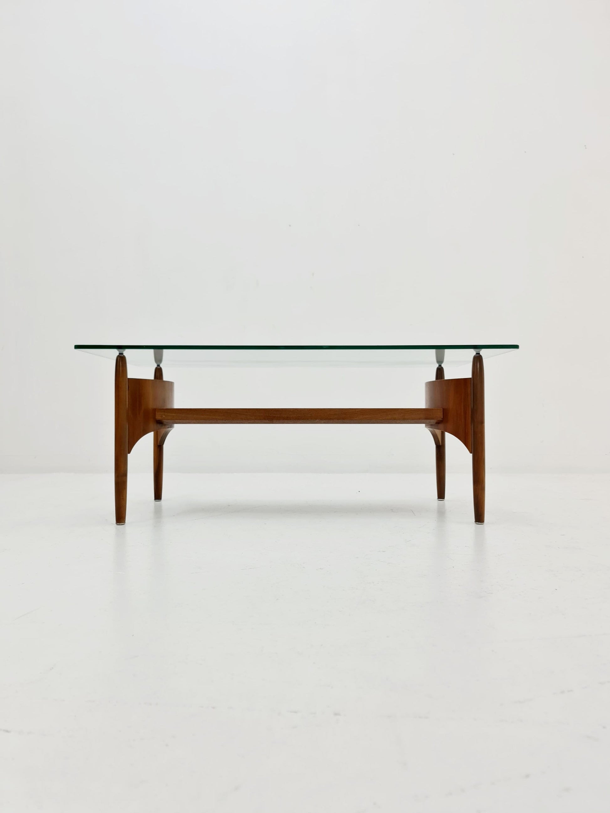 Vintage walnut and glass coffee table attributed to Sven Ellekaer, 1960s