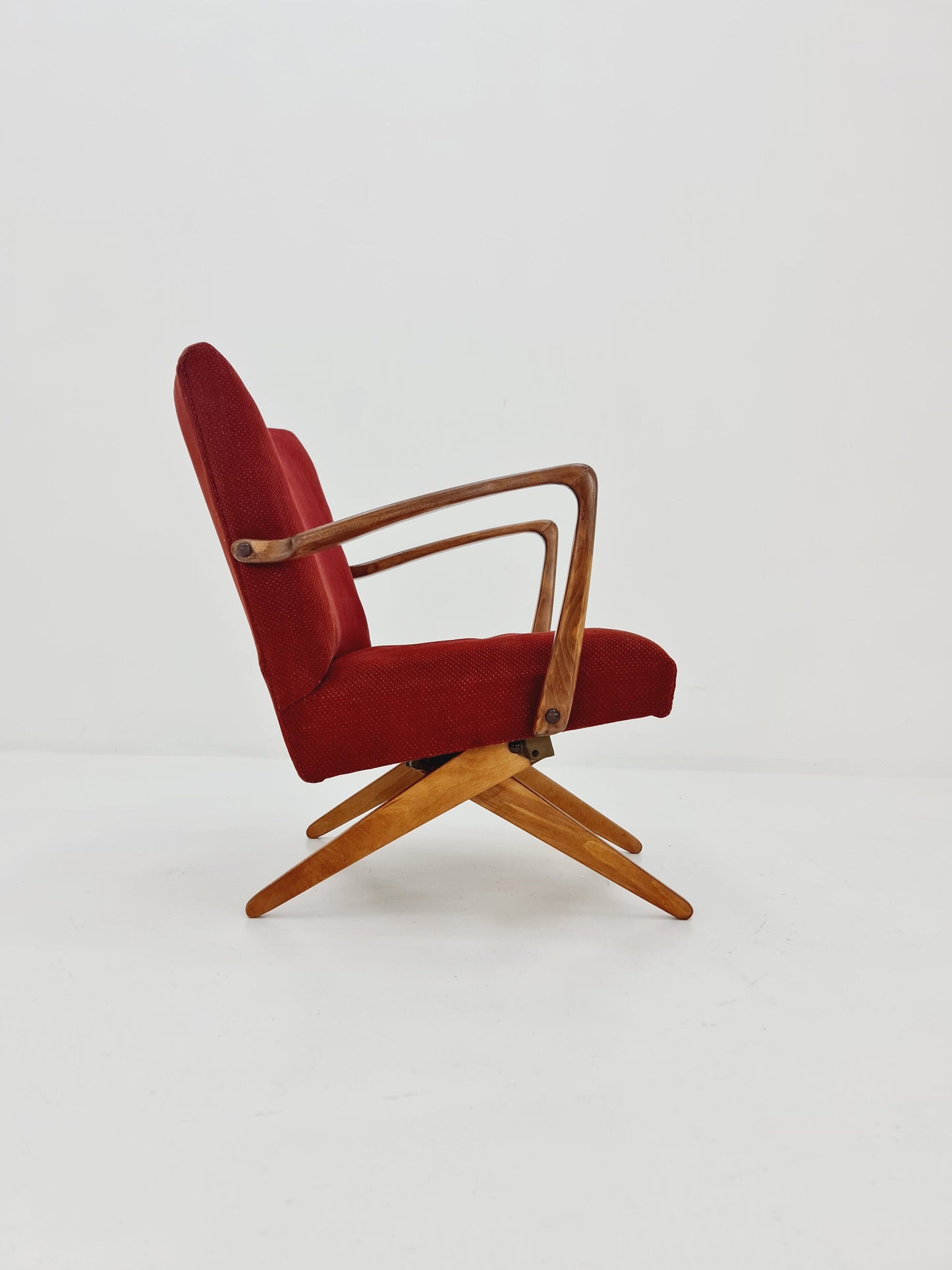 Vintage Midcentury German Original fabric Scissor Armchair by Wilhelm Knoll 1950s
