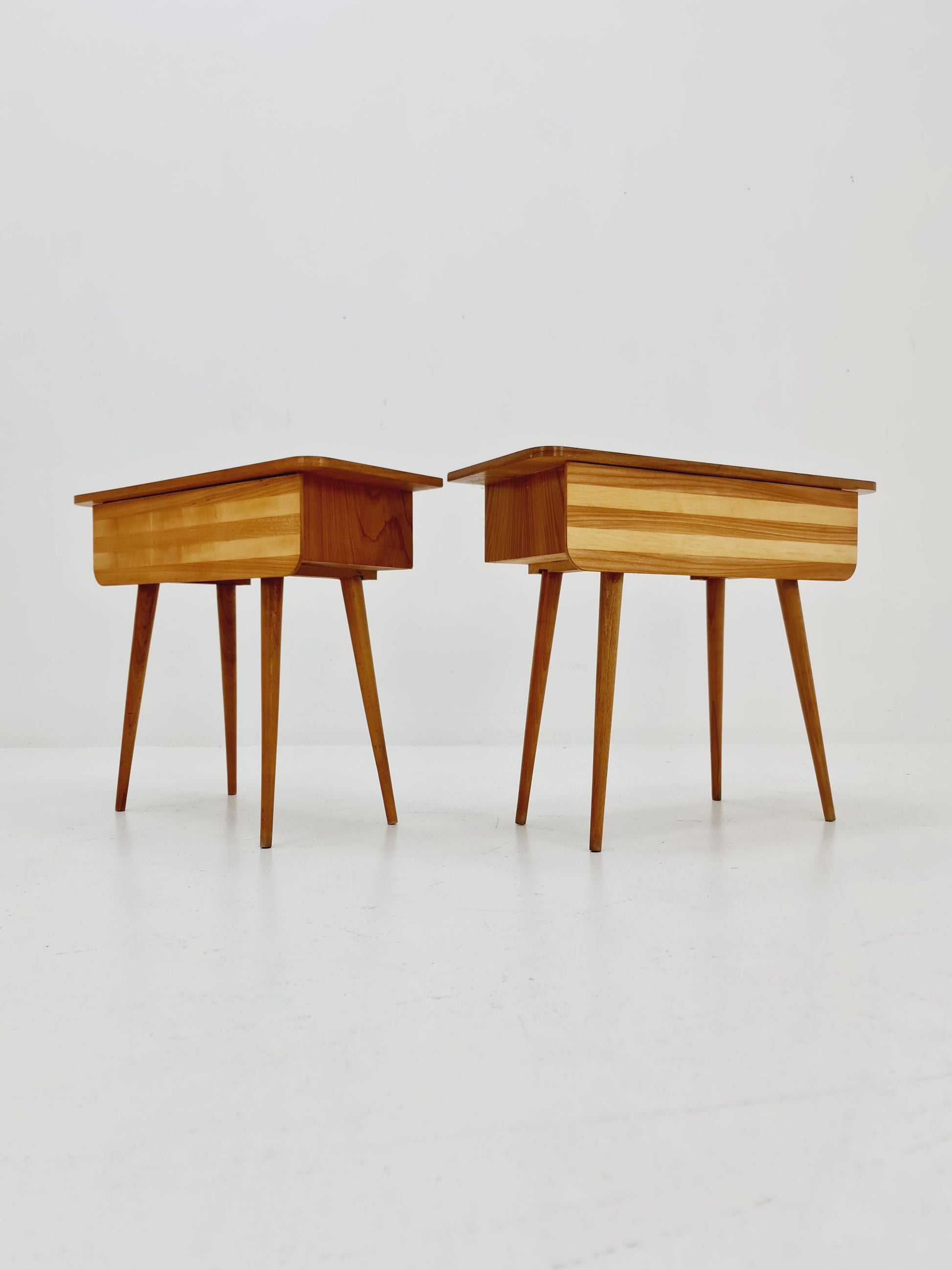 German Mid century beech nightstands/ bedside tables by Verralux, 1960s