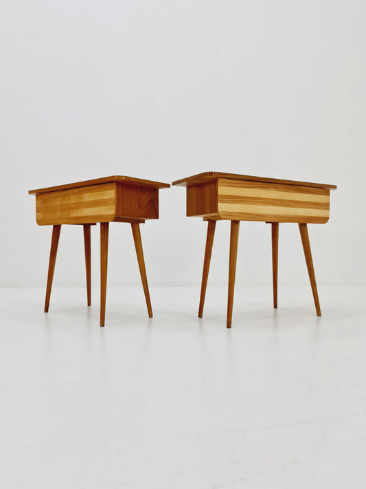 German Mid century beech nightstands/ bedside tables by Verralux, 1960s