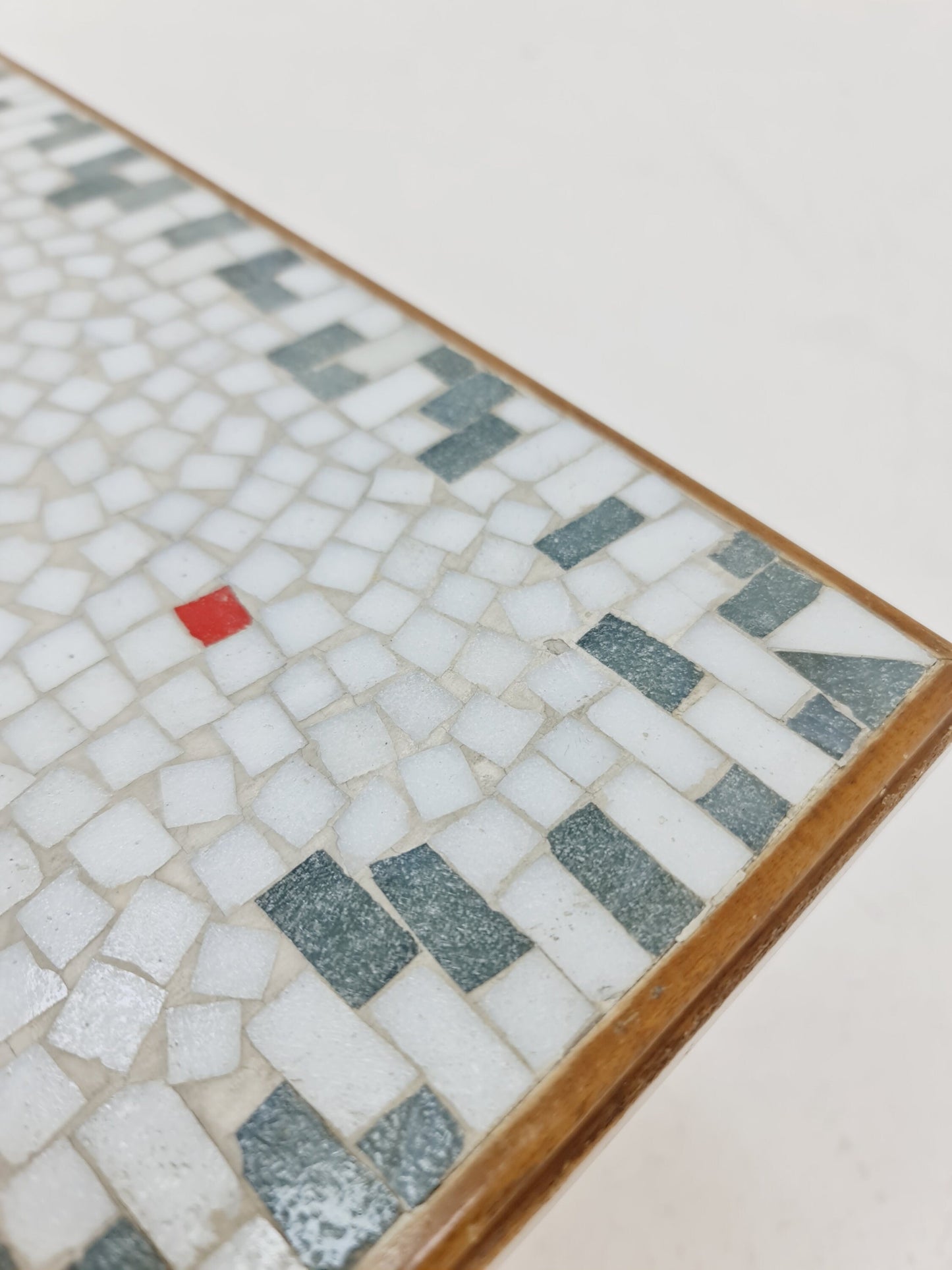 Unique mosaic & solid brass Sidetable by Berthold Muller, 1950s