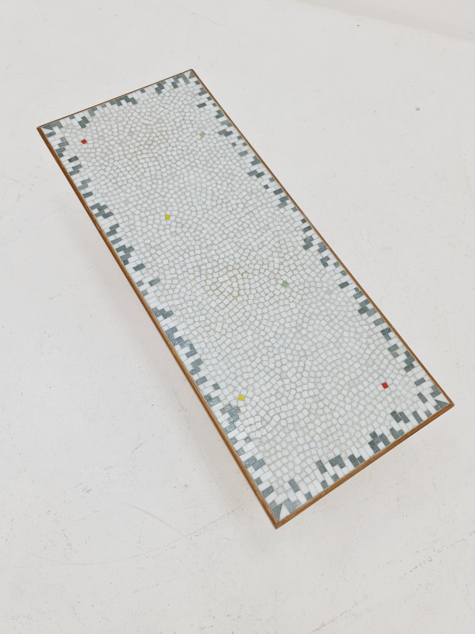 Unique mosaic & solid brass Sidetable by Berthold Muller, 1950s