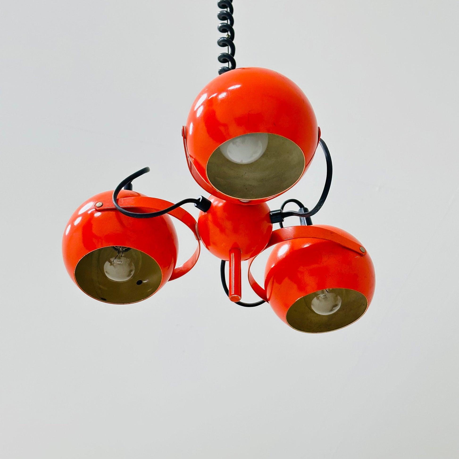 Mid-century Spaceage Orange eyeball pendant lamp, Italy 1970s