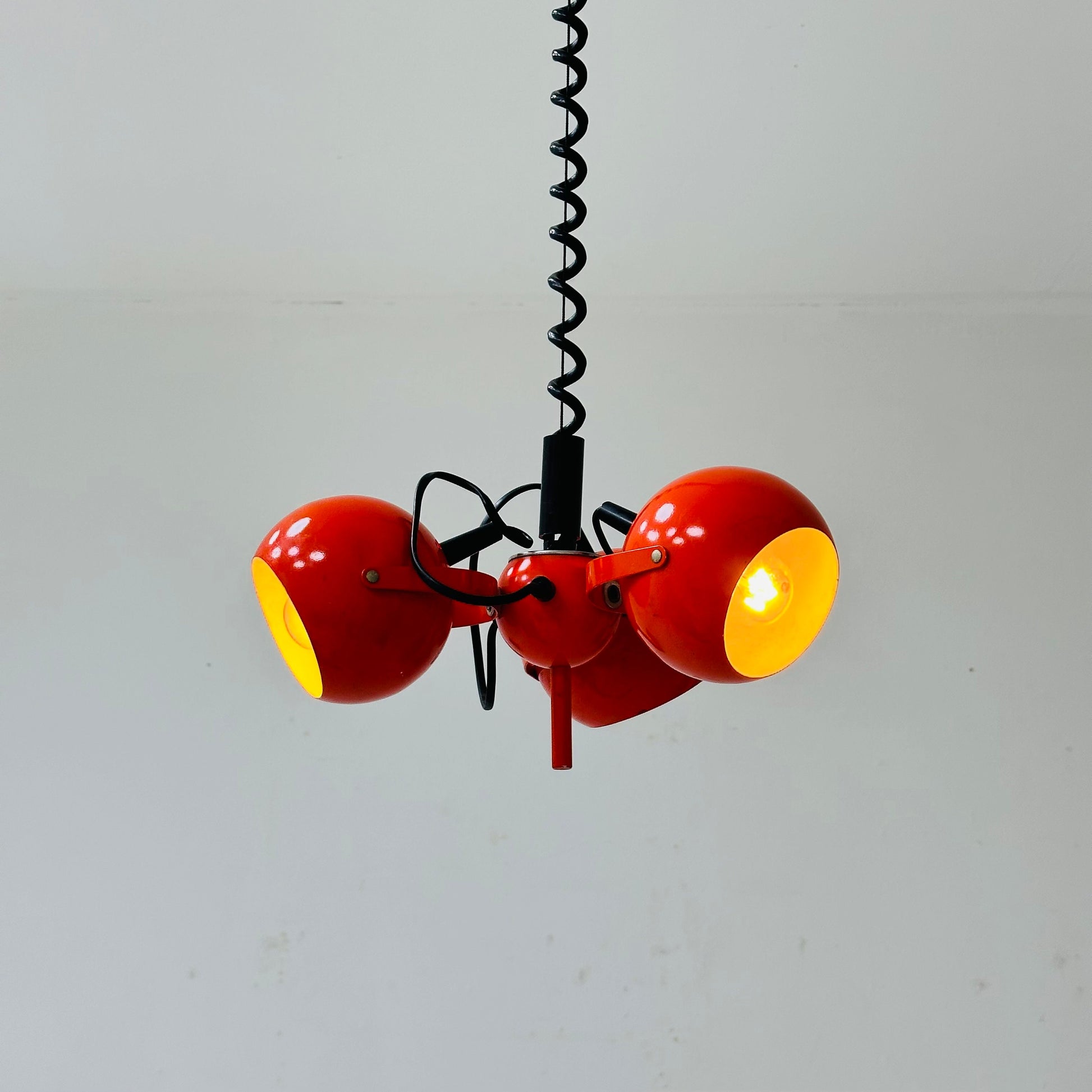 Mid-century Spaceage Orange eyeball pendant lamp, Italy 1970s