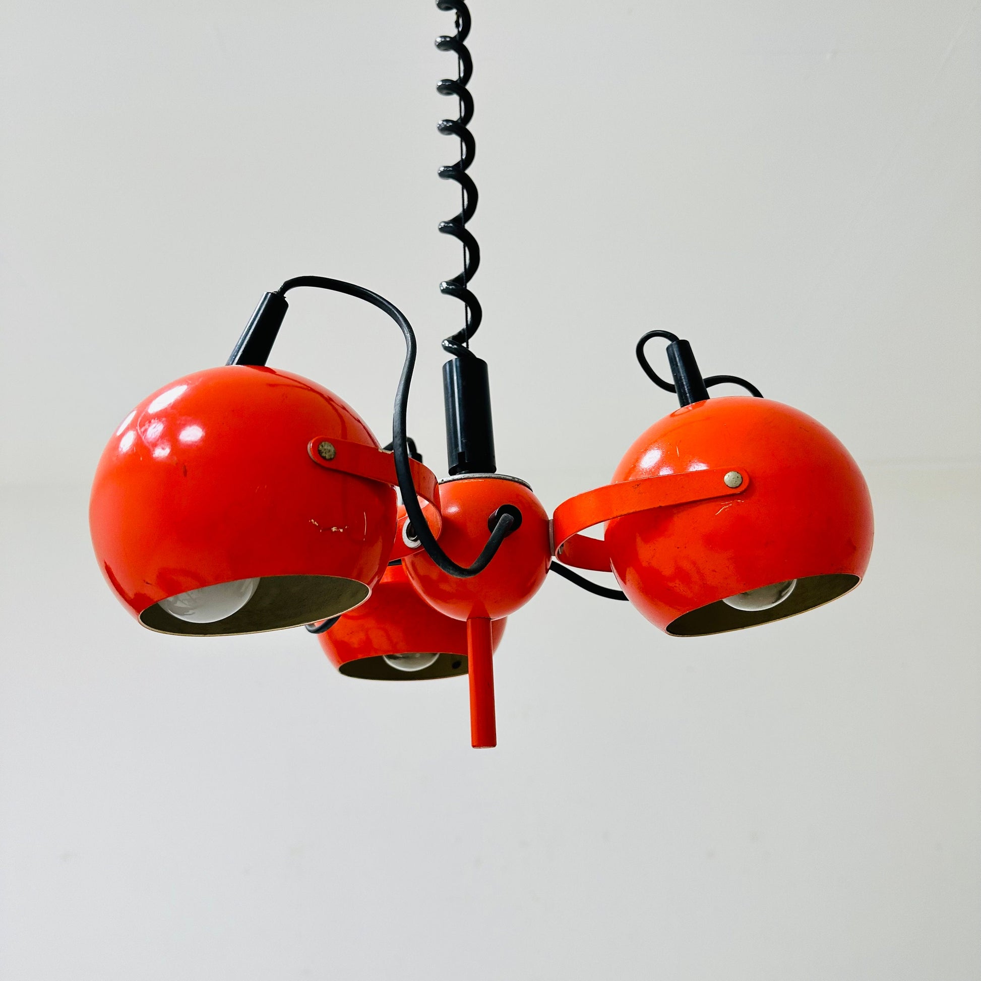 Mid-century Spaceage Orange eyeball pendant lamp, Italy 1970s
