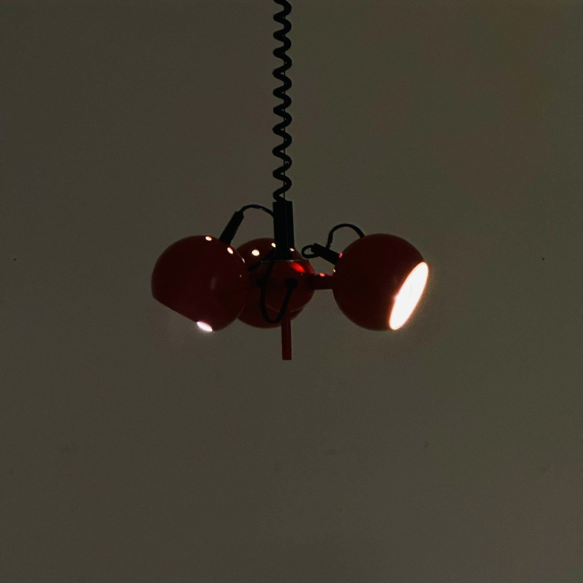 Mid-century Spaceage Orange eyeball pendant lamp, Italy 1970s