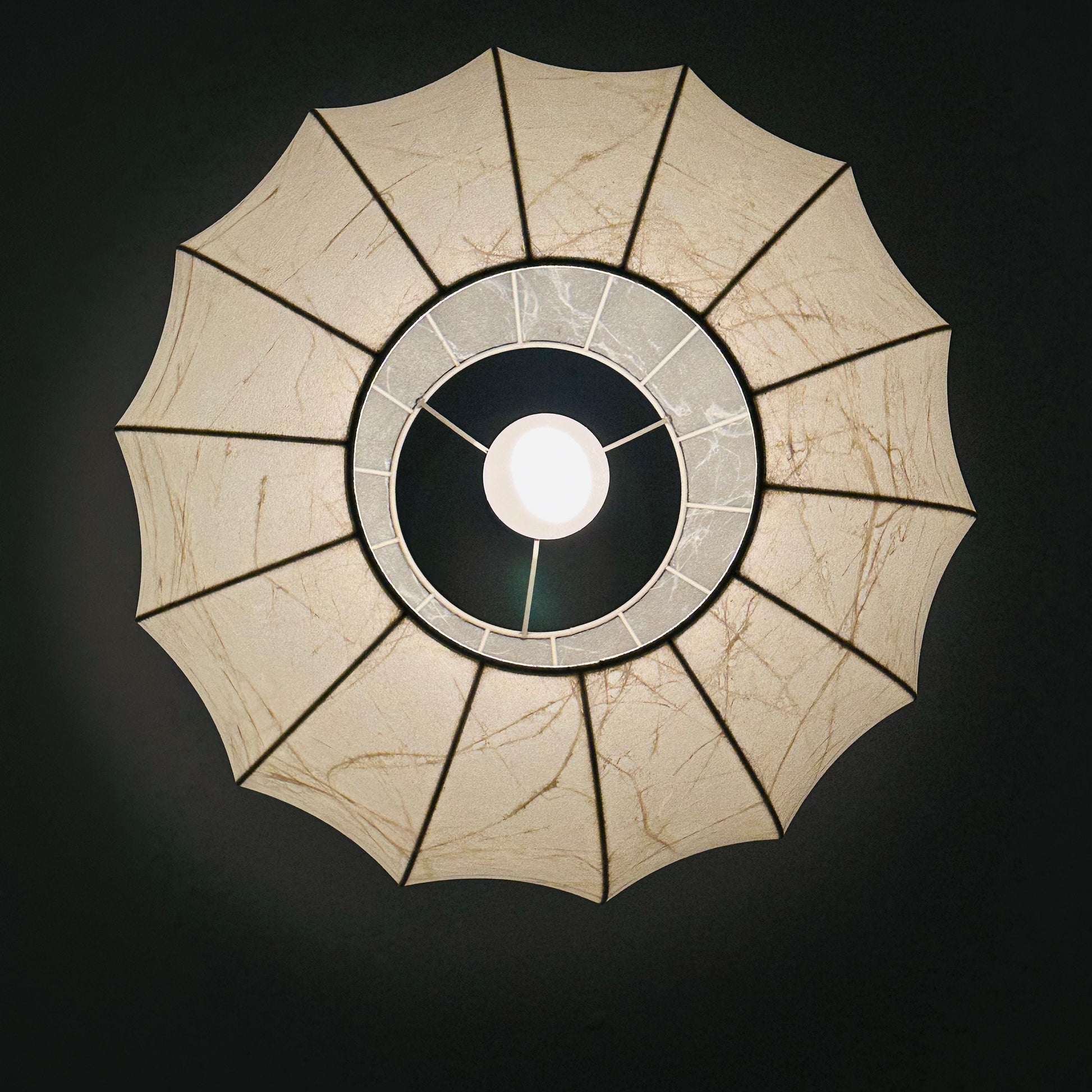 Cocoon Round Italian mid-century cocoon pendant lamp by Achille Castiglioni , 1960s
